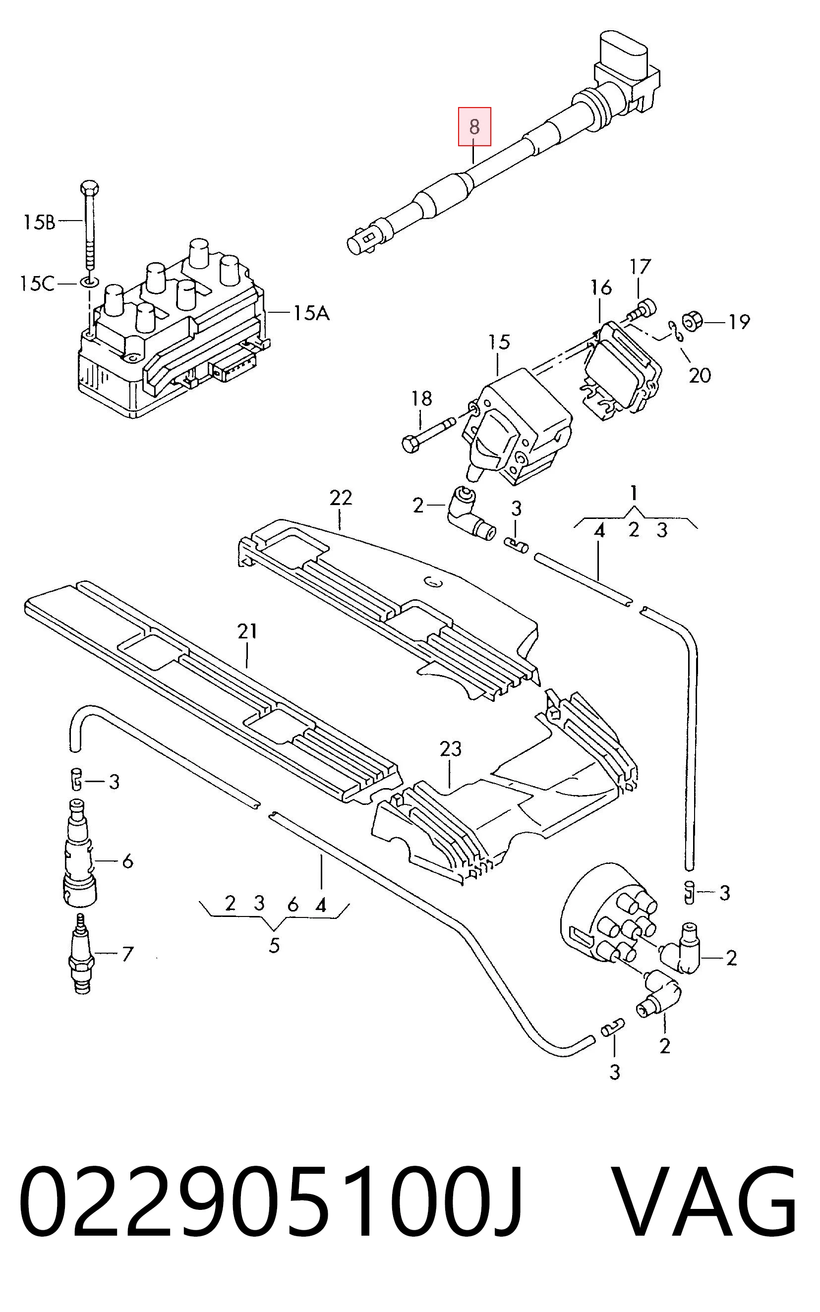 Катушка зажигания на Volkswagen Transporter T4 70B, 70C, 7DB, 7DK, 70J, 70K, 7DC, 7DJ