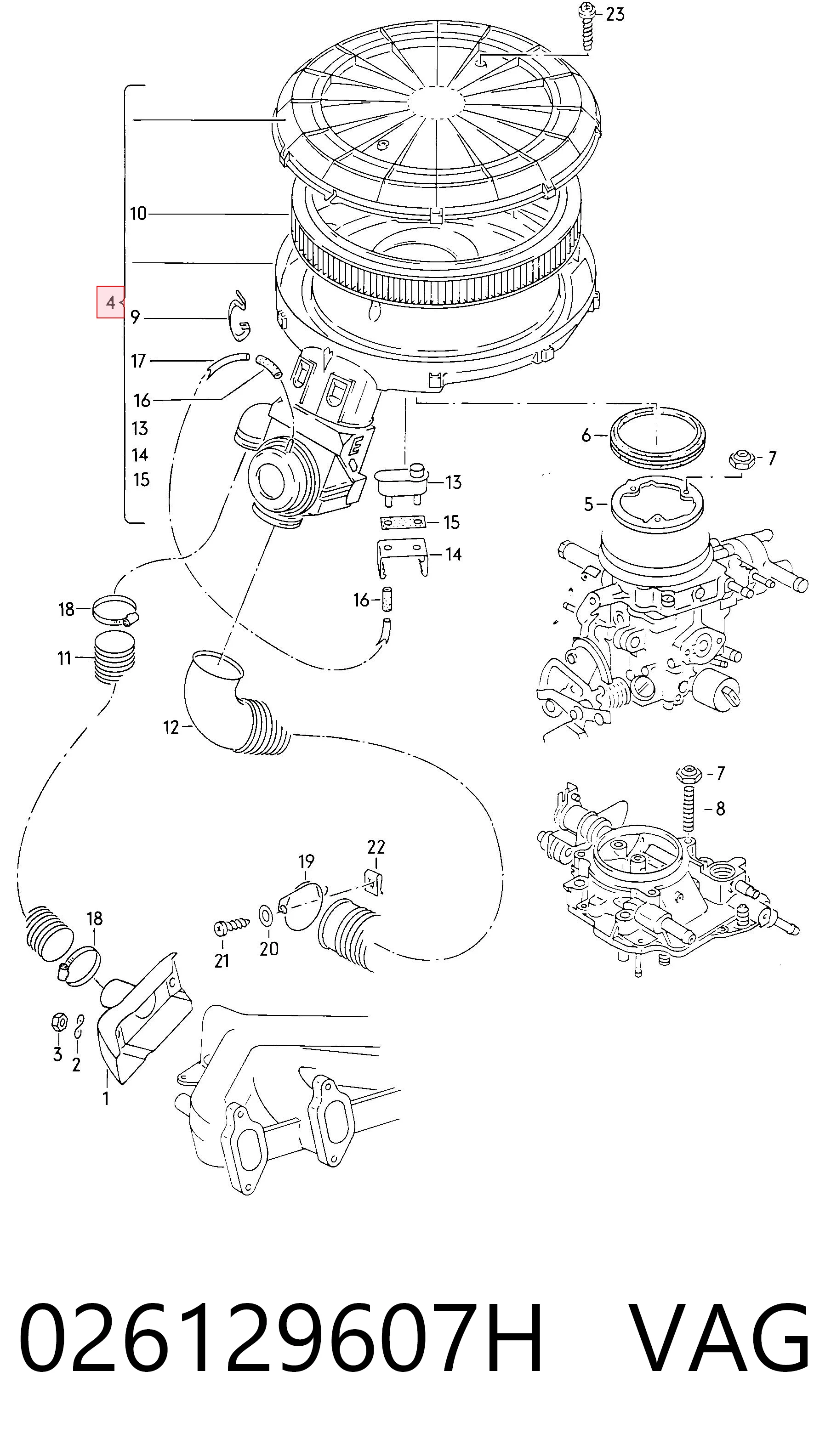 Коробка фильтра на Audi 80 B3 89, 89Q, 8A