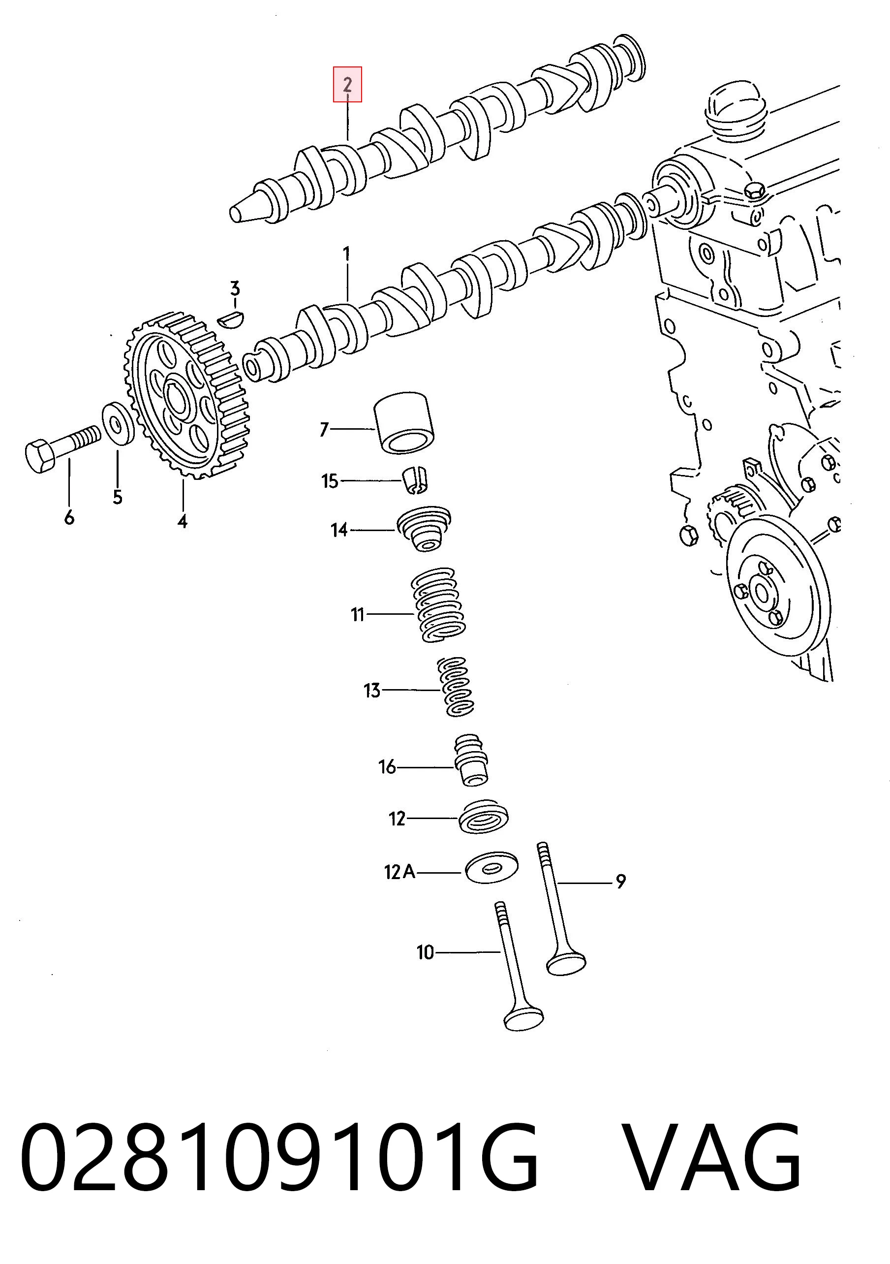 Распредвал двигателя впускной Audi 80 B4 седан (8C2) (1991 - 1994) цена, от 93.58 USD