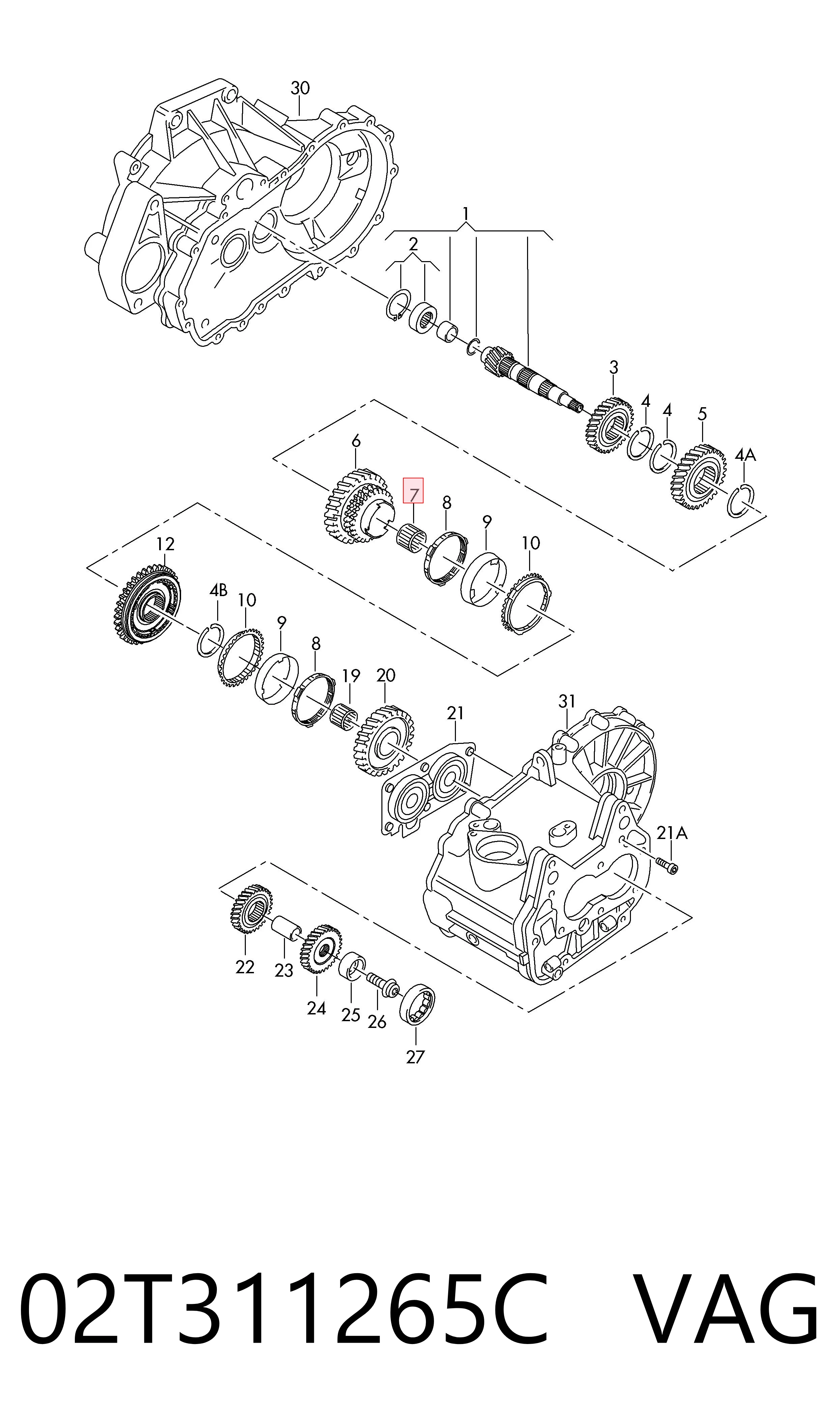 Подшипники коробки передач КПП VAG 02T311265C цена, от 8.60 USD