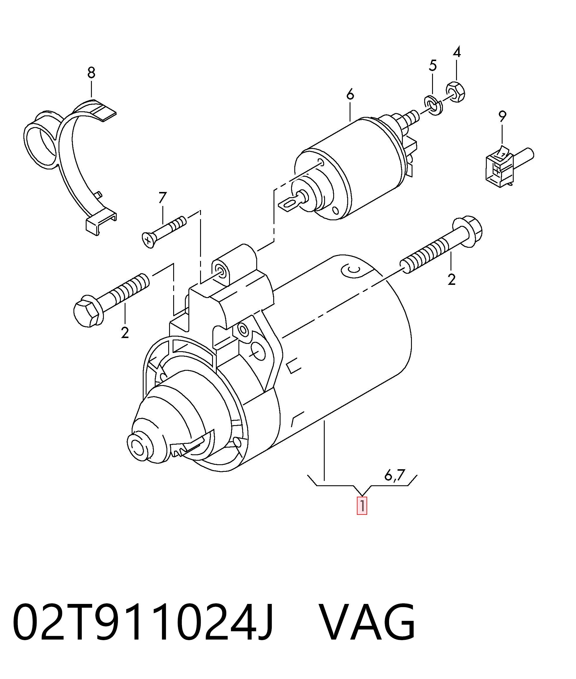 Стартер VAG 02T911024J