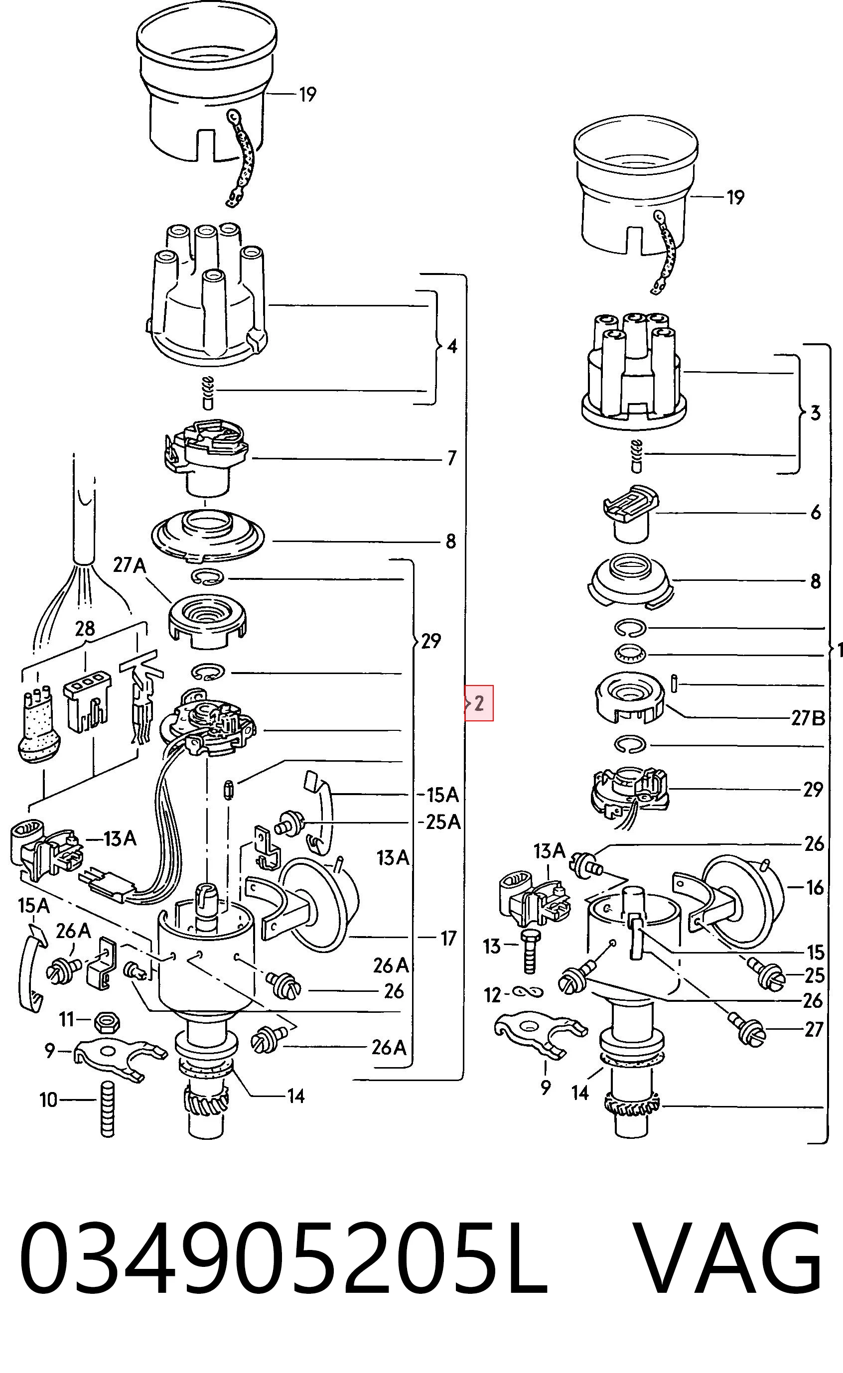 Распределитель зажигания (трамблер) на Audi 90 B3 89, 89Q, 8A