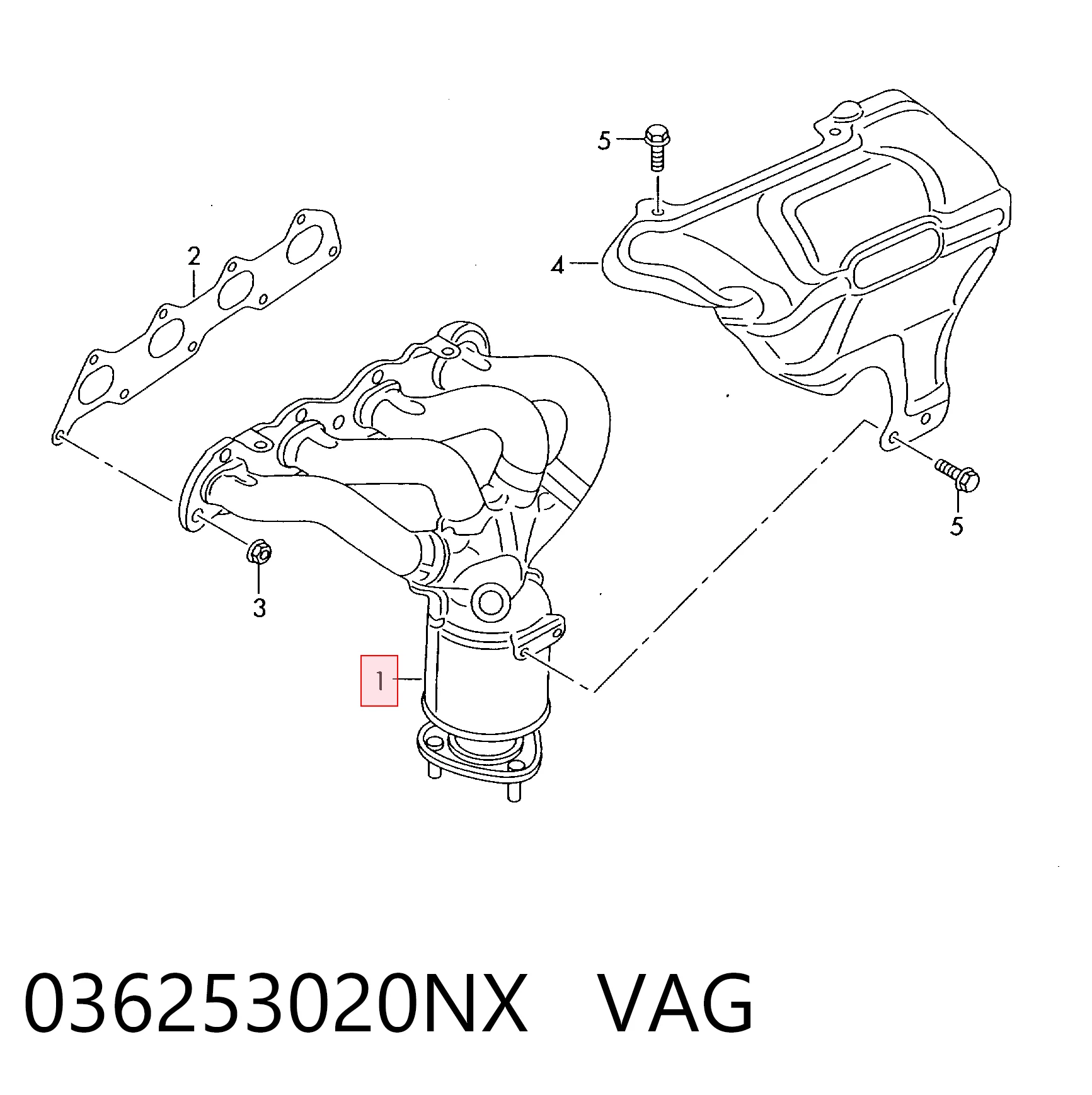 036253020NX VAG Система выпуска газов двигателя