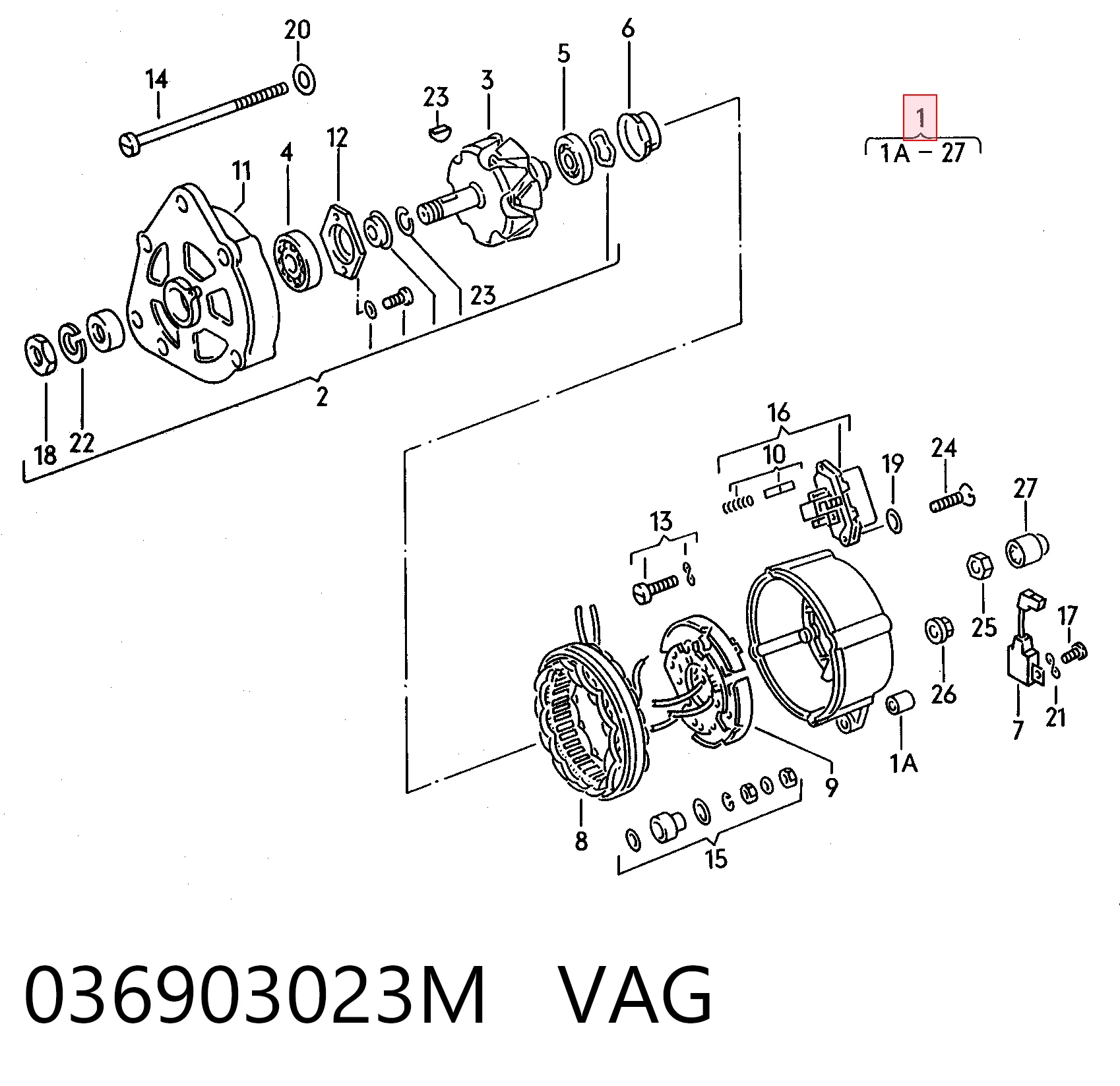 Автомобильный генератор Volkswagen Passat B2 универсал (32B) (1980 - 1988) цена, от 42.60 USD