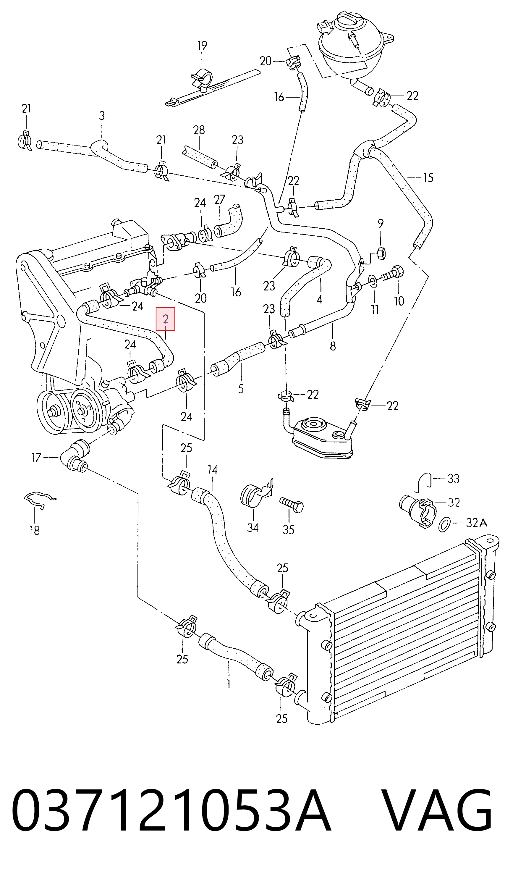 Шланг/патрубок системы охлаждения Audi 80 B4 седан (8C2) (1991 - 1994) цена, от 4.42 USD