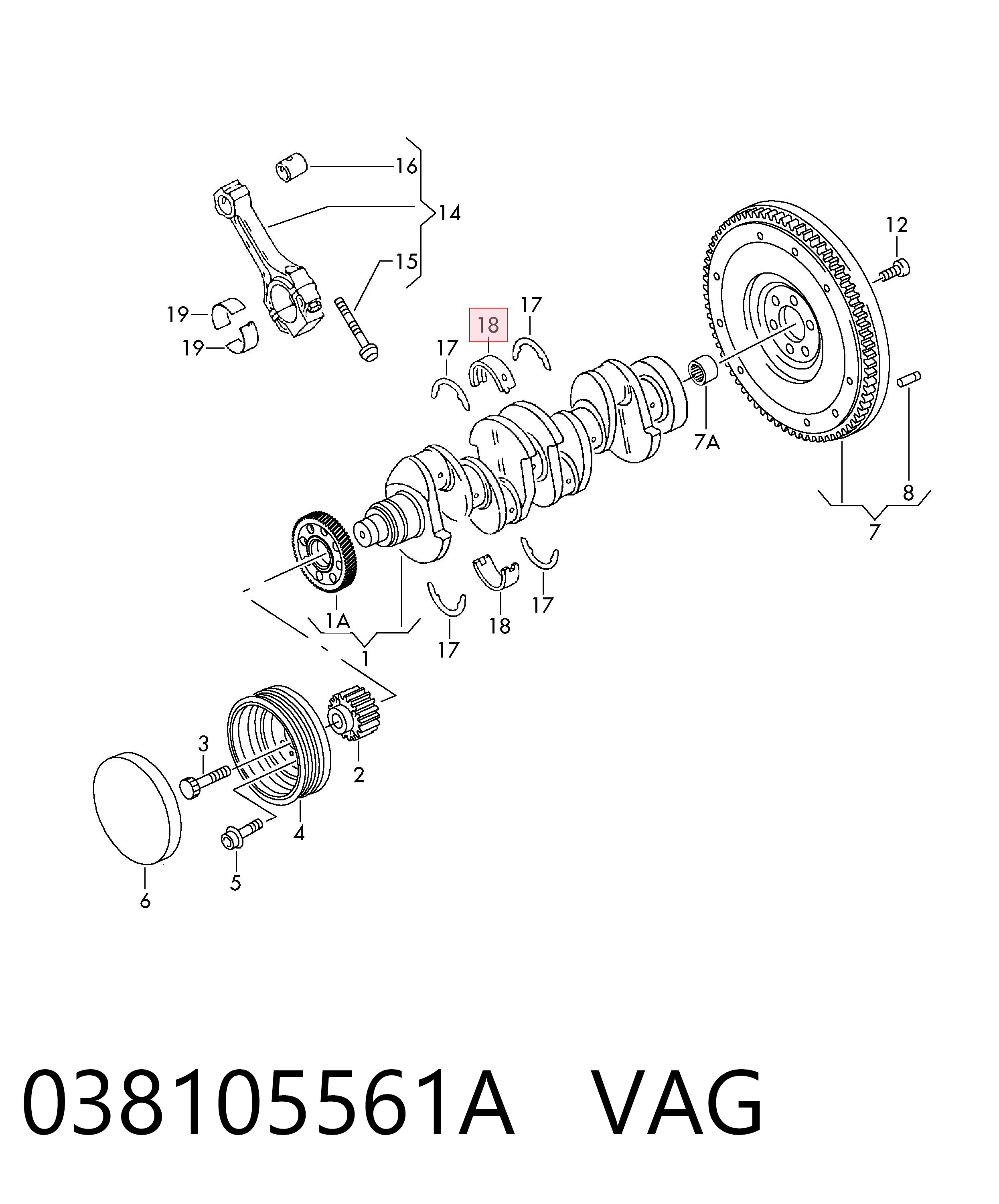 Комплект подшипников скольжения коленвала на Volkswagen Jetta V 1K2