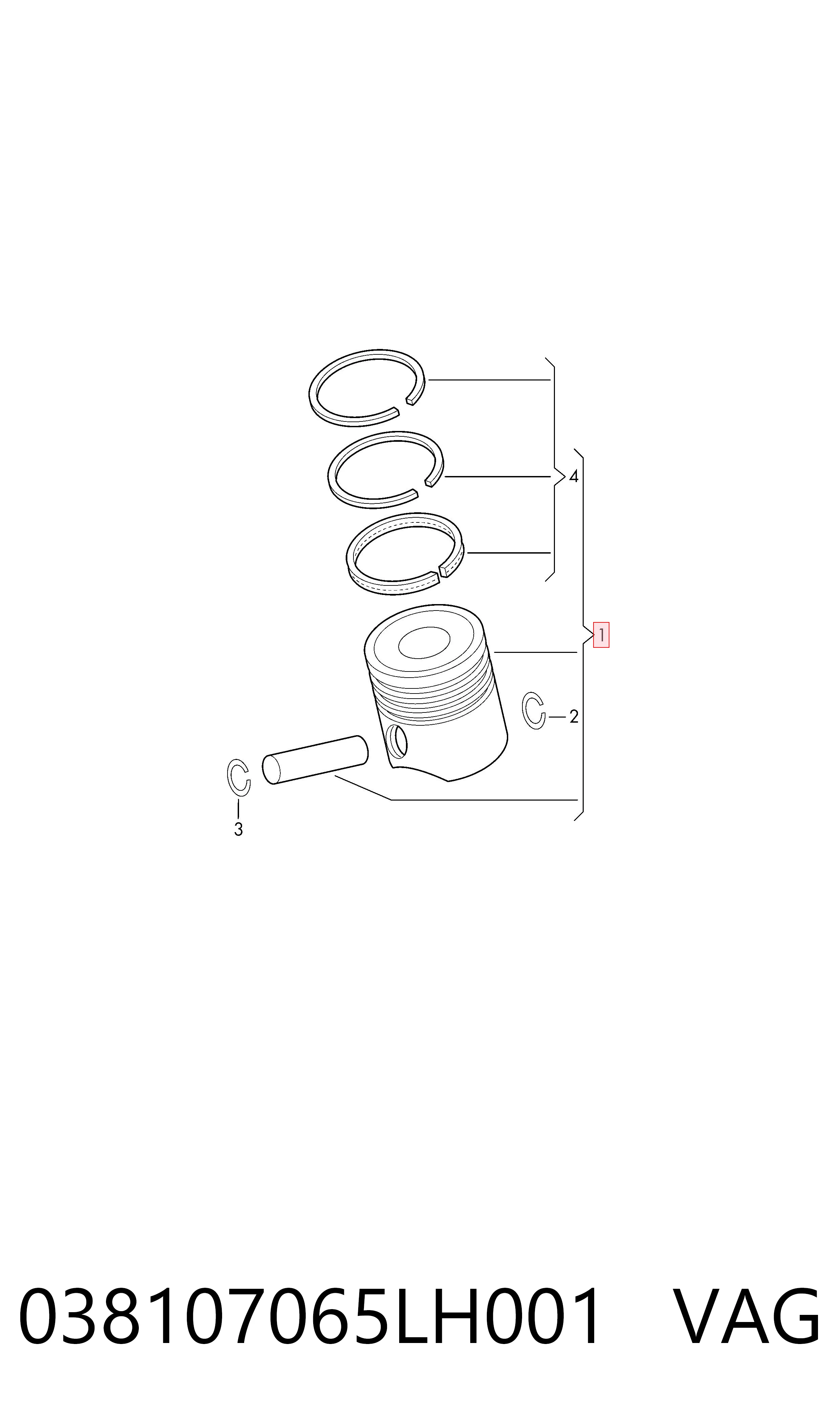 Поршень в комплекте на 1 цилиндр, STD на Seat Altea XL 5P5, 5P8