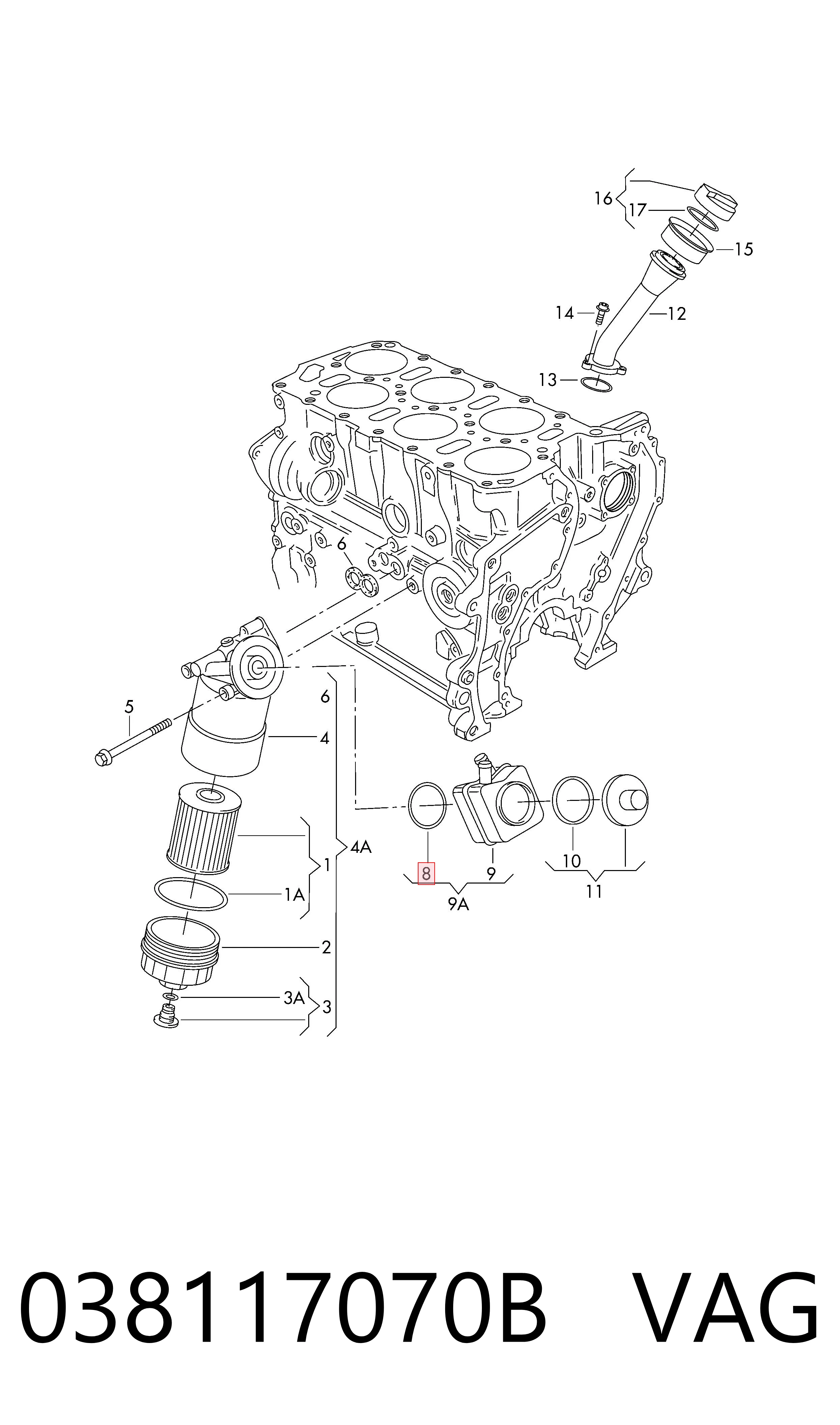 Прокладка радиатора масляного N90181402 Porsche