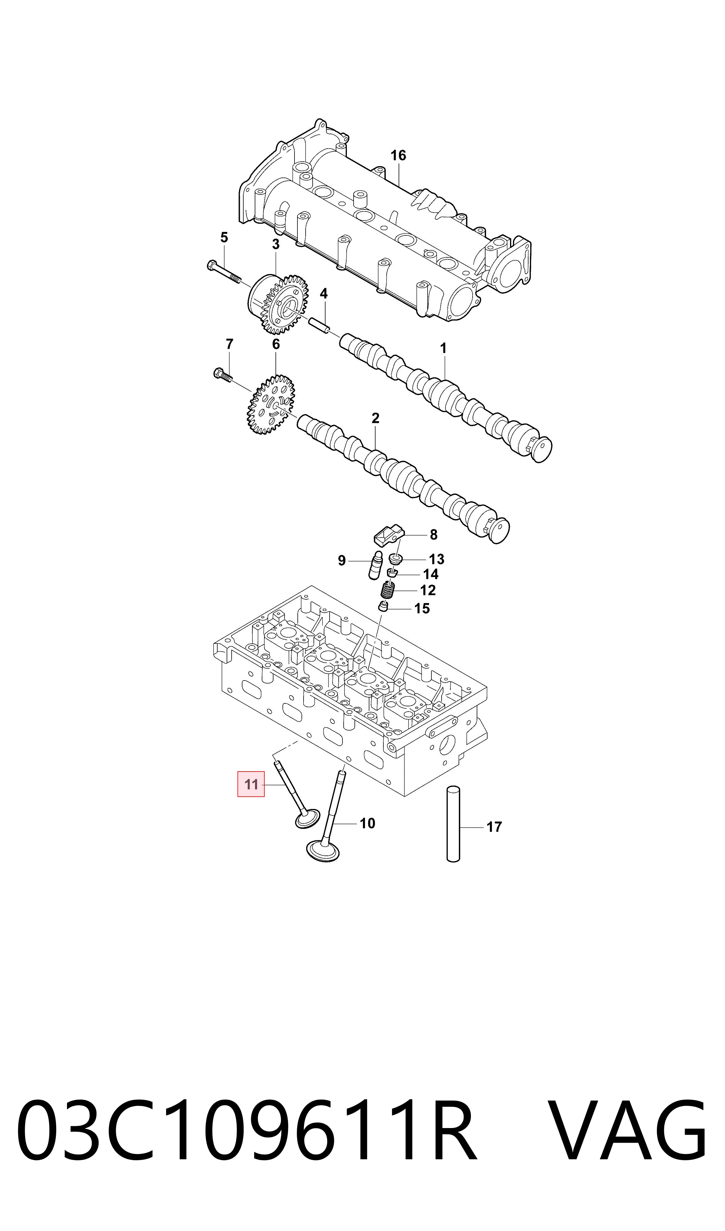 Купить 03C109611R VAG Выпускной клапан