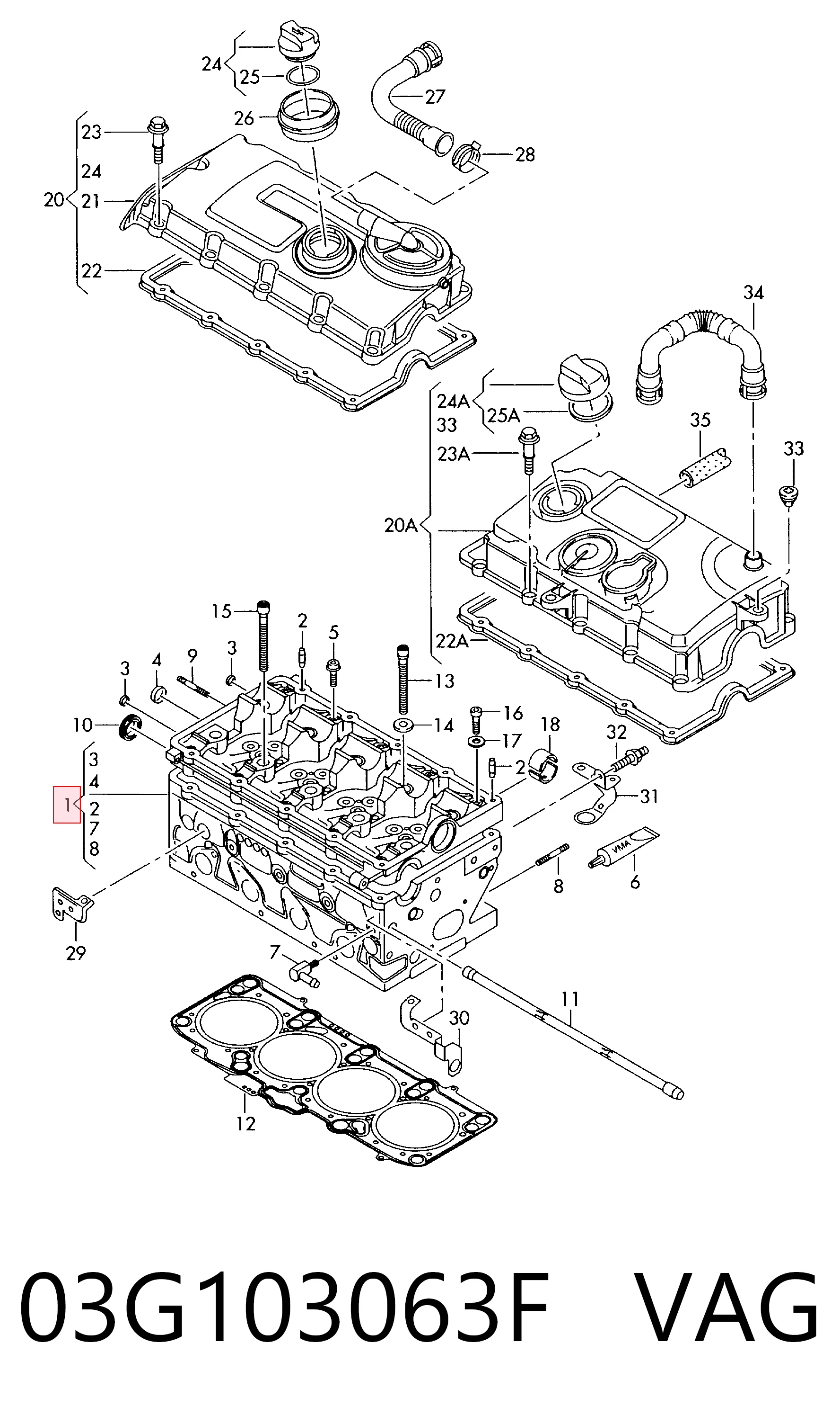 03G103063F VAG Головка блока цилиндров