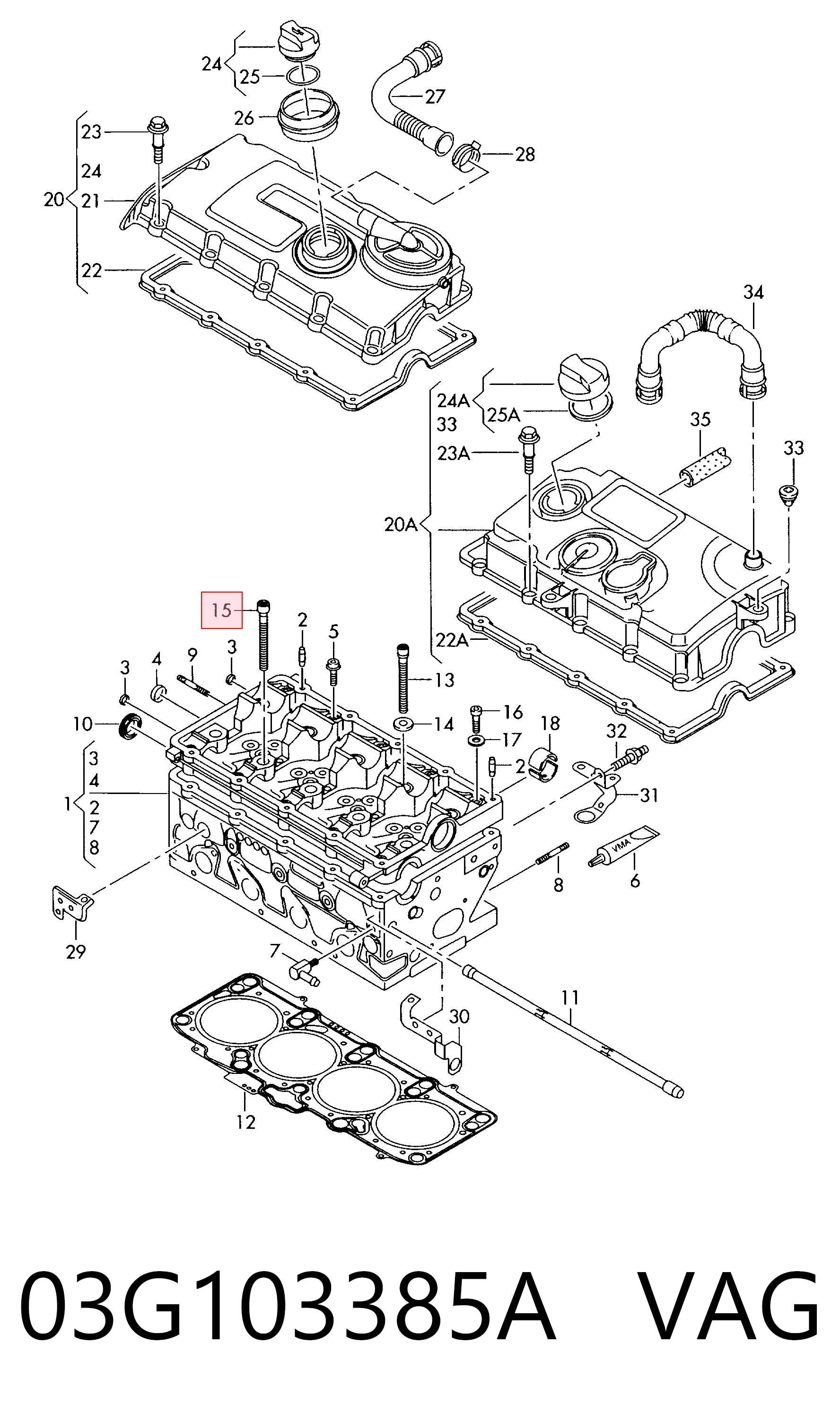 03G103385A VAG Болт крепления форсунки