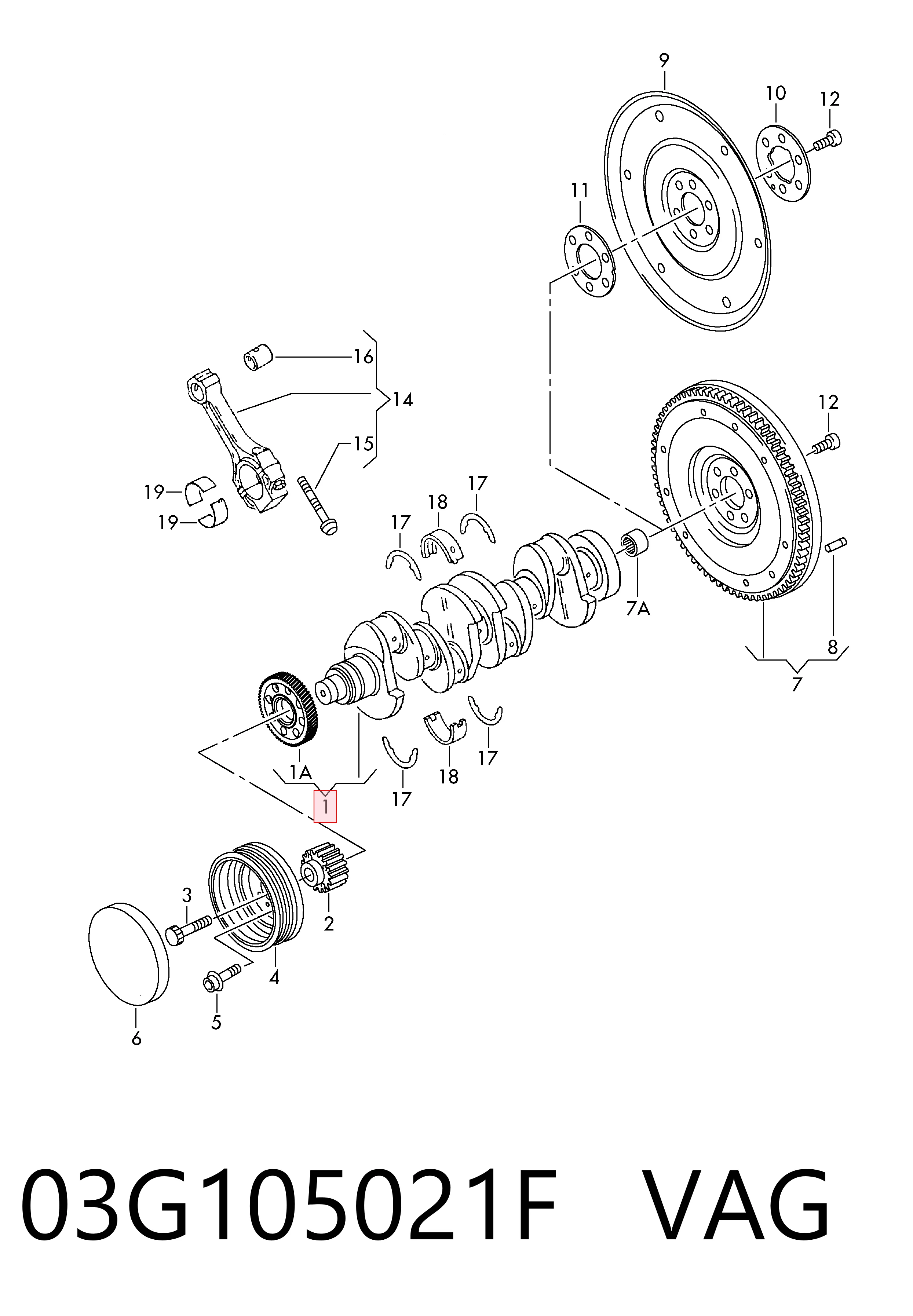 03G105021F VAG Коленвал двигателя