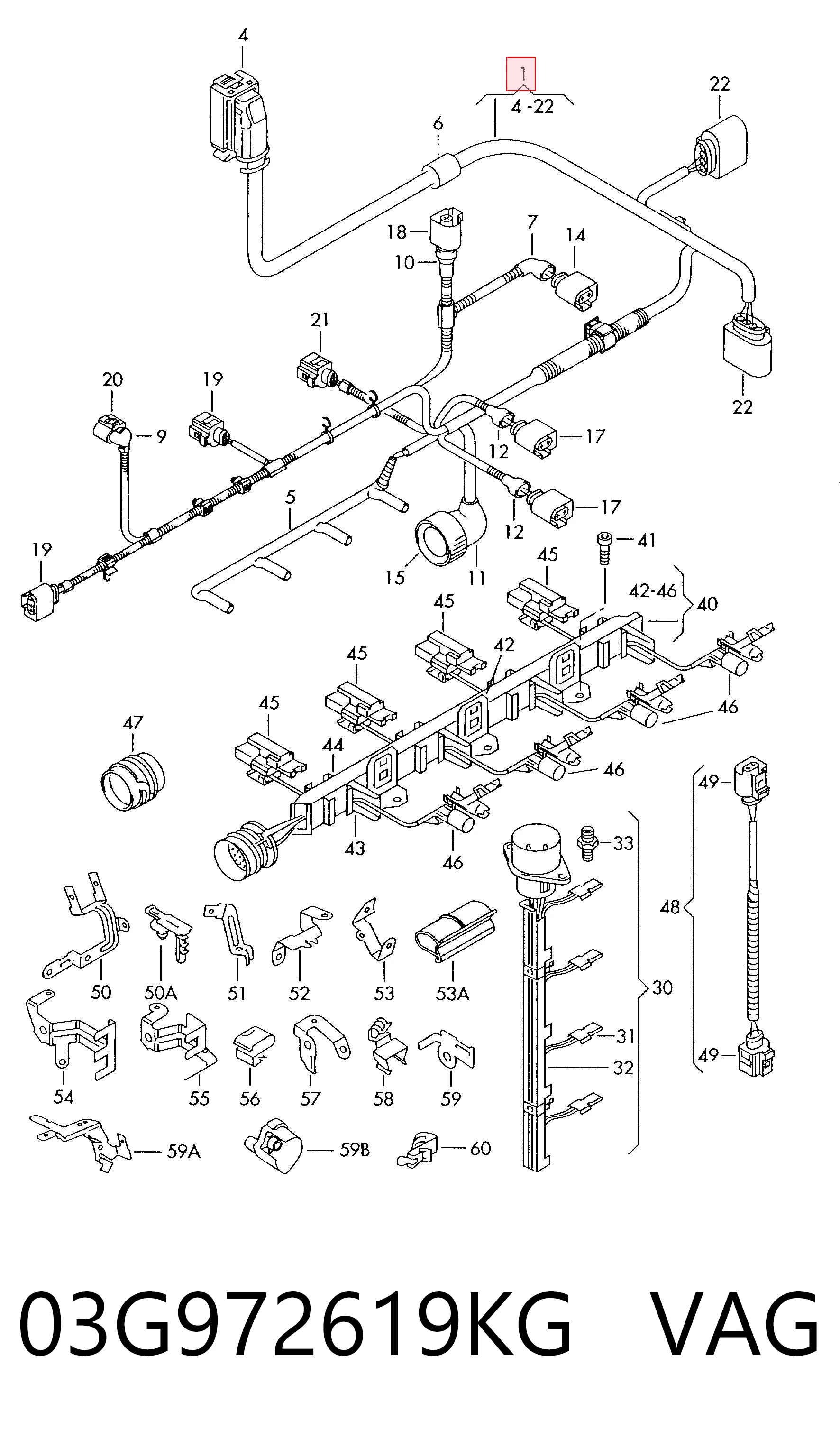 03G972619KG VAG Жгут проводов моторного отсека