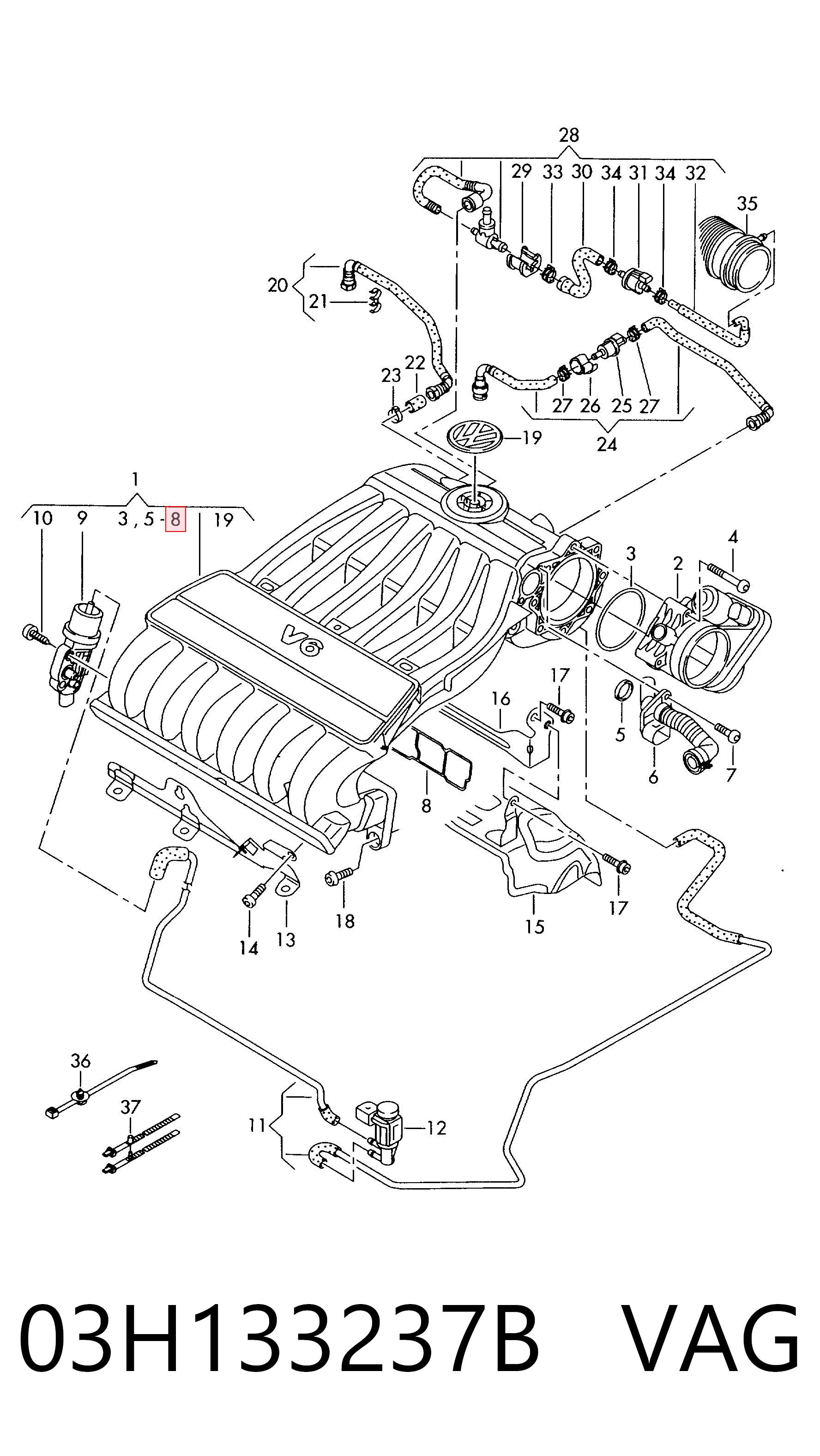  Прокладка впускного коллектора на Volkswagen Passat B6 3C2