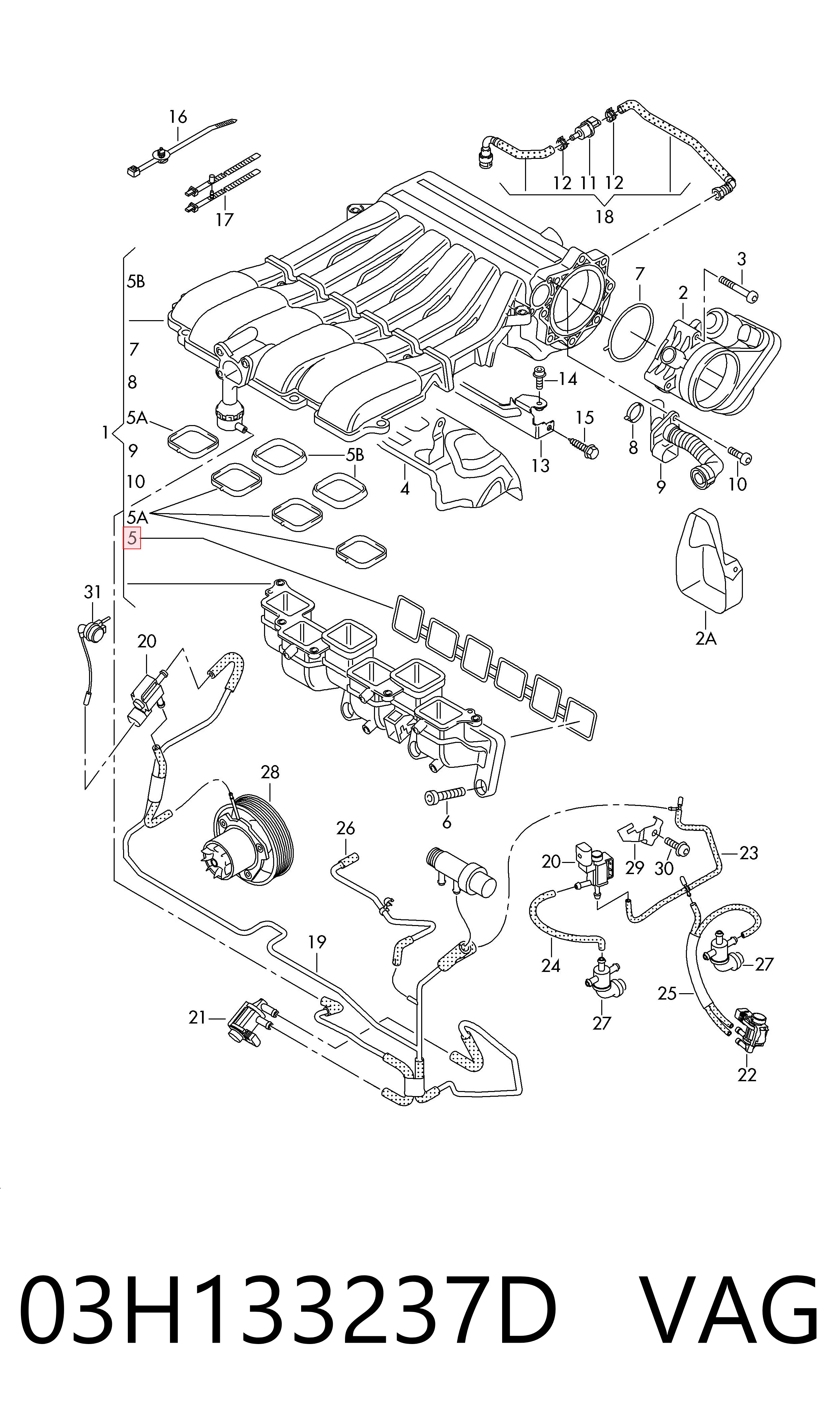  Прокладка впускного коллектора на Porsche Cayenne II 92A