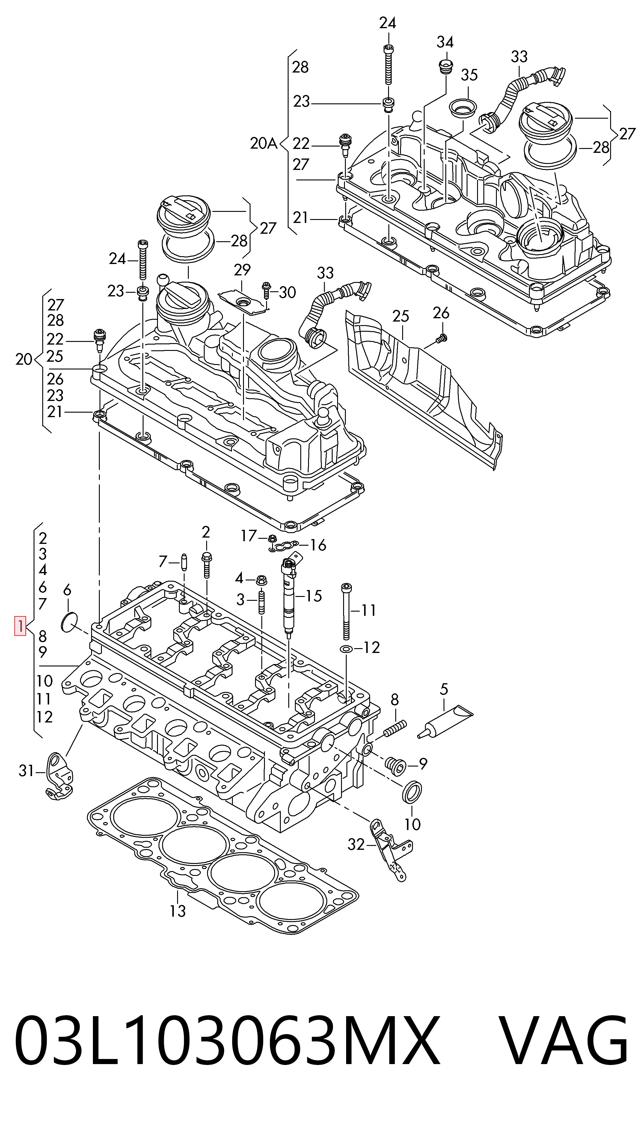 03L103063MX VAG Головка блока цилиндров