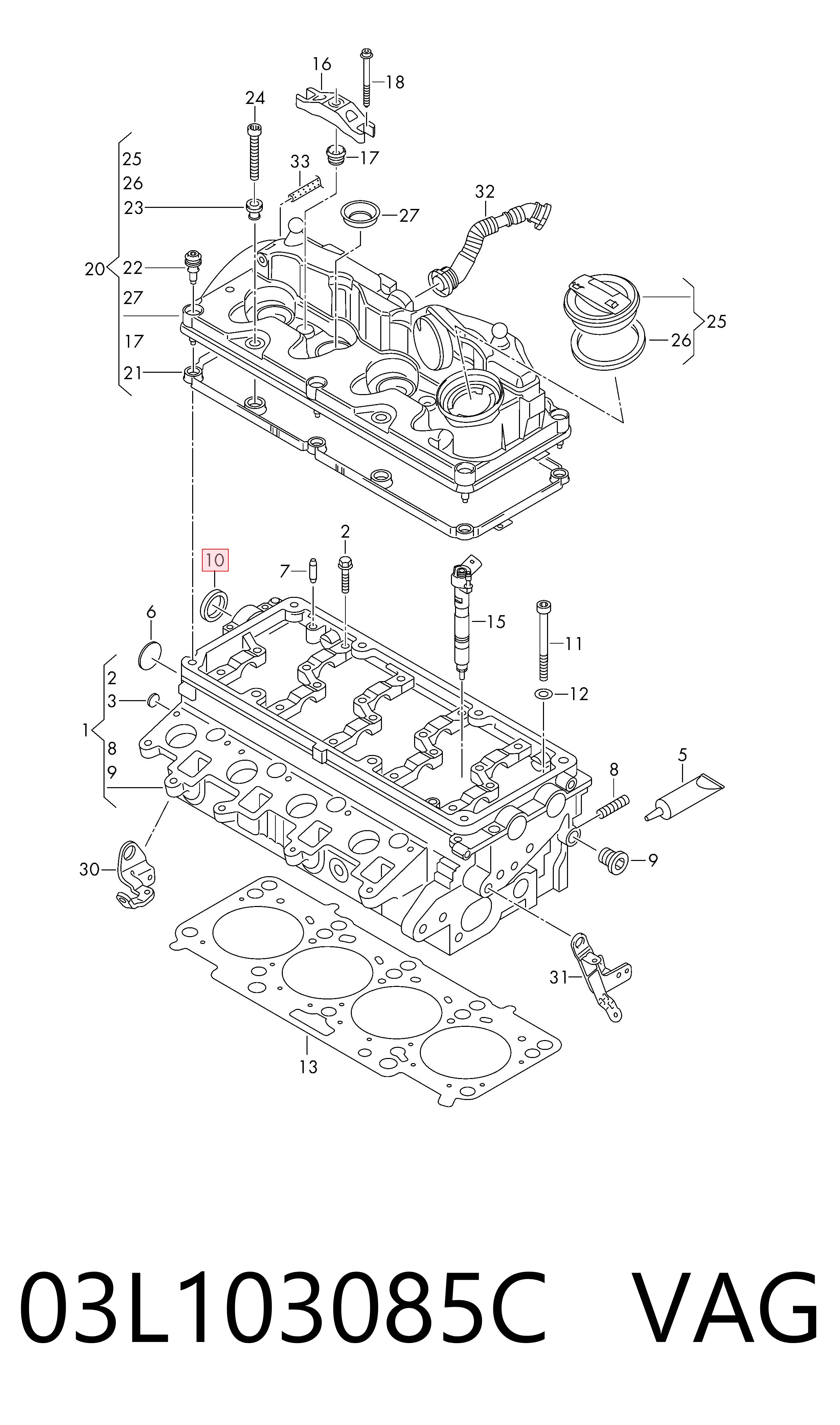 03L103085C VAG Сальник двигателя, распредвала
