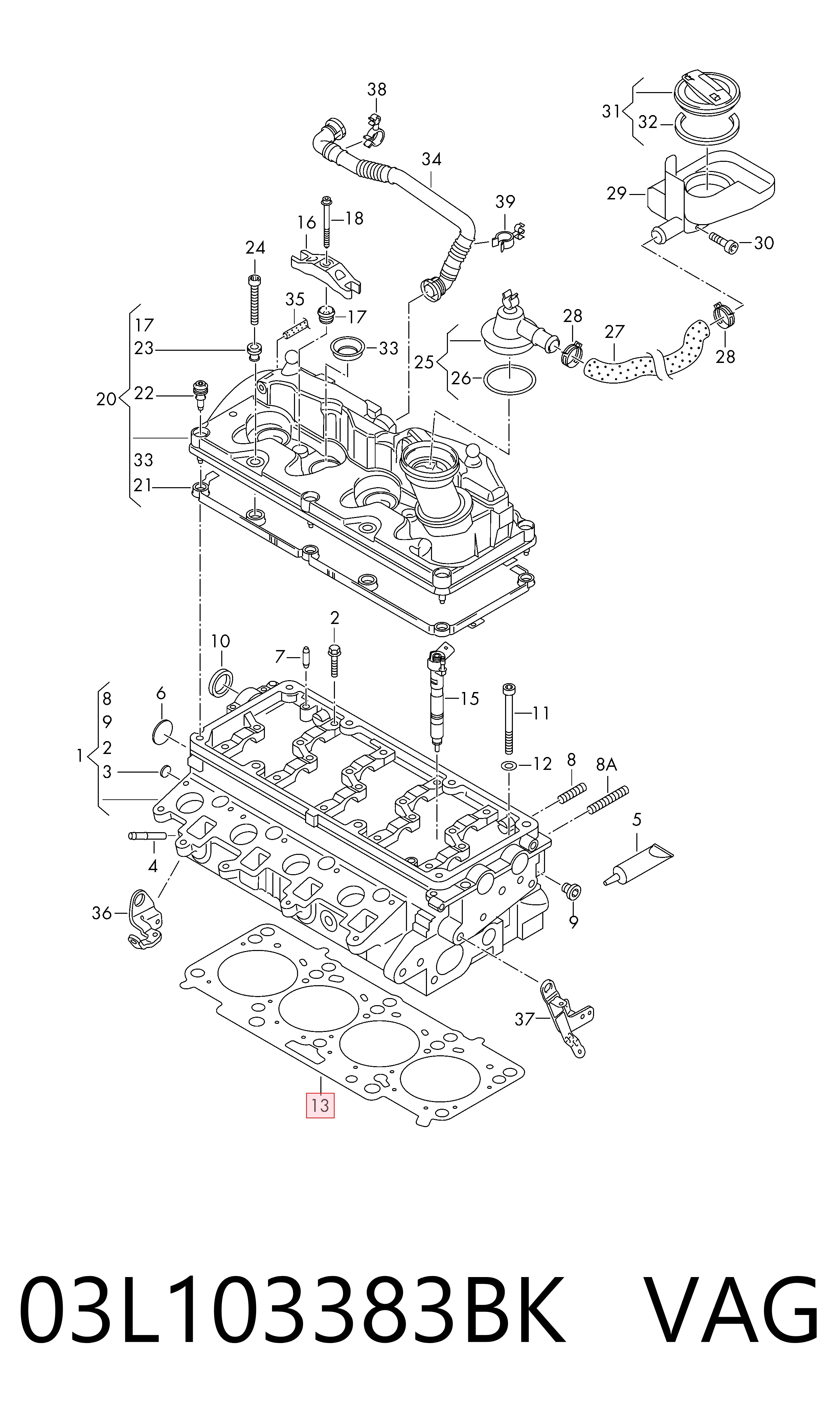 Прокладка ГБЦ VAG 03L103383BK цена, от 66.34 USD
