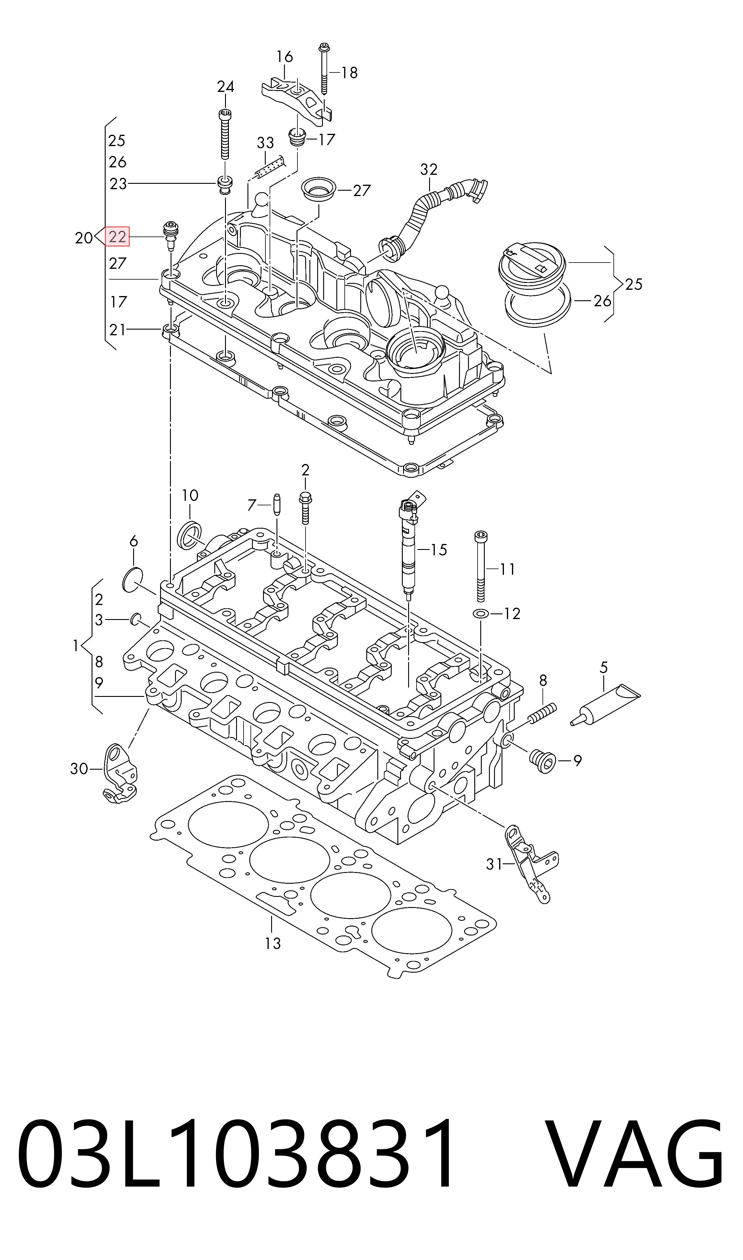 03L103831 VAG Болт клапанной крышки ГБЦ