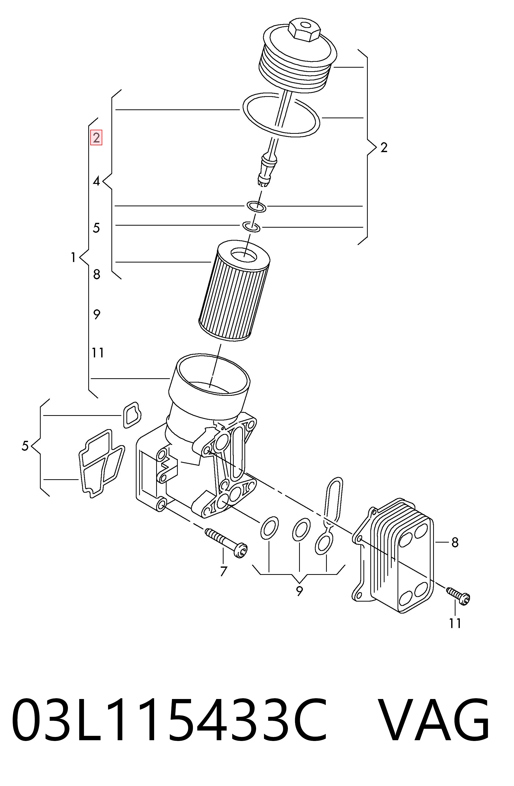 03L115433C VAG Крышка масляного фильтра