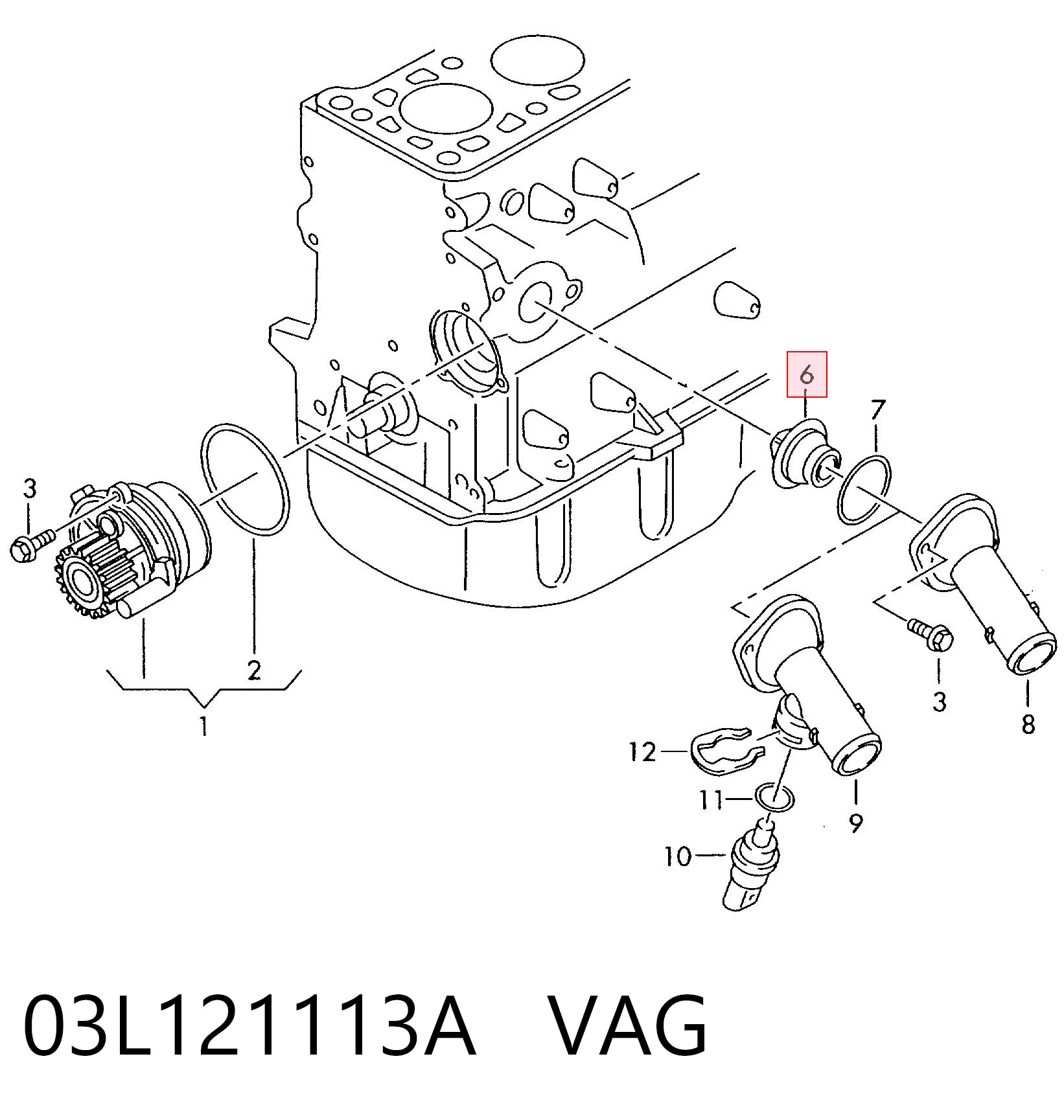 Термостат в корпусе VAG 03L121113A цена, от 83.82 USD