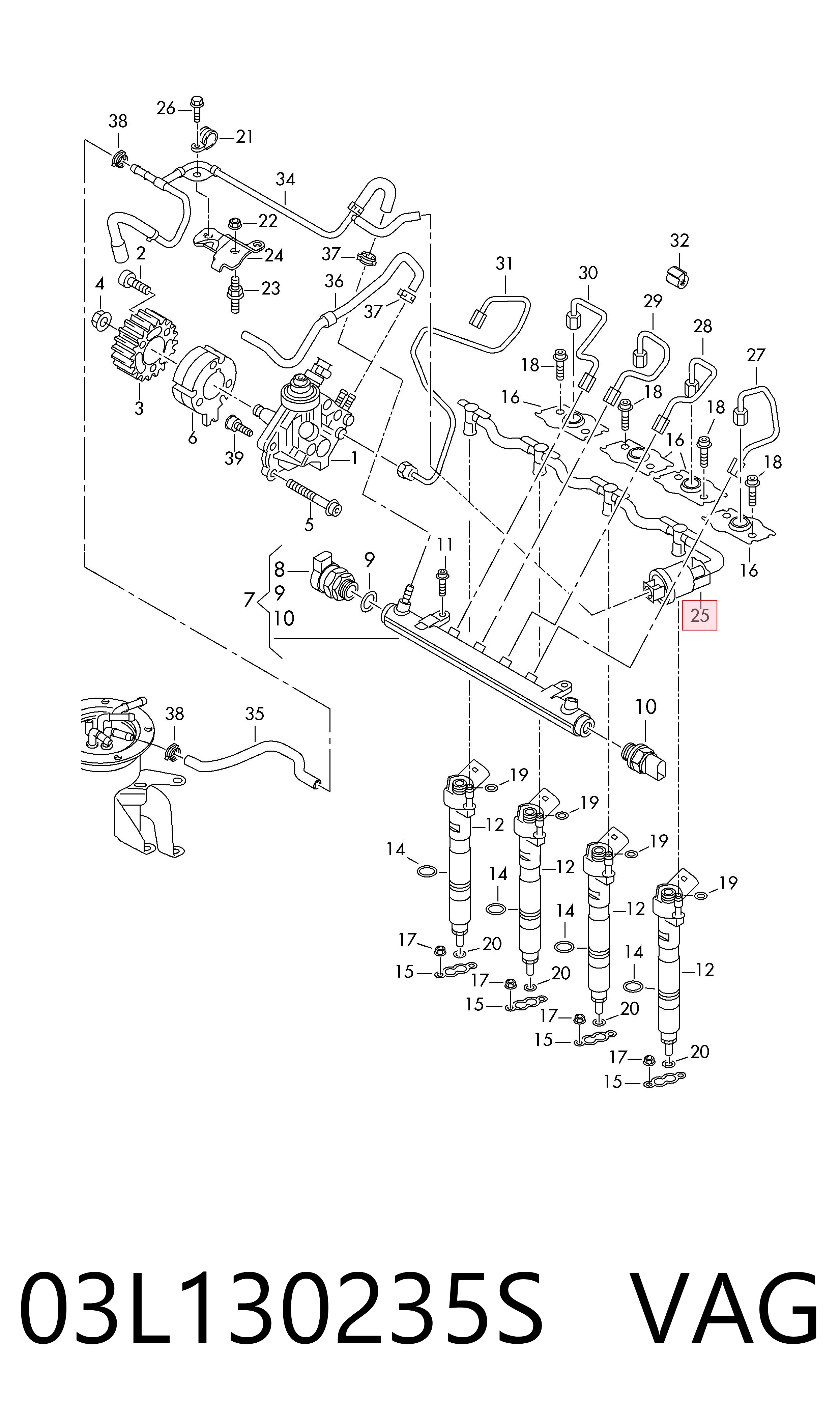  Обратная топливная трубка Seat Toledo 3