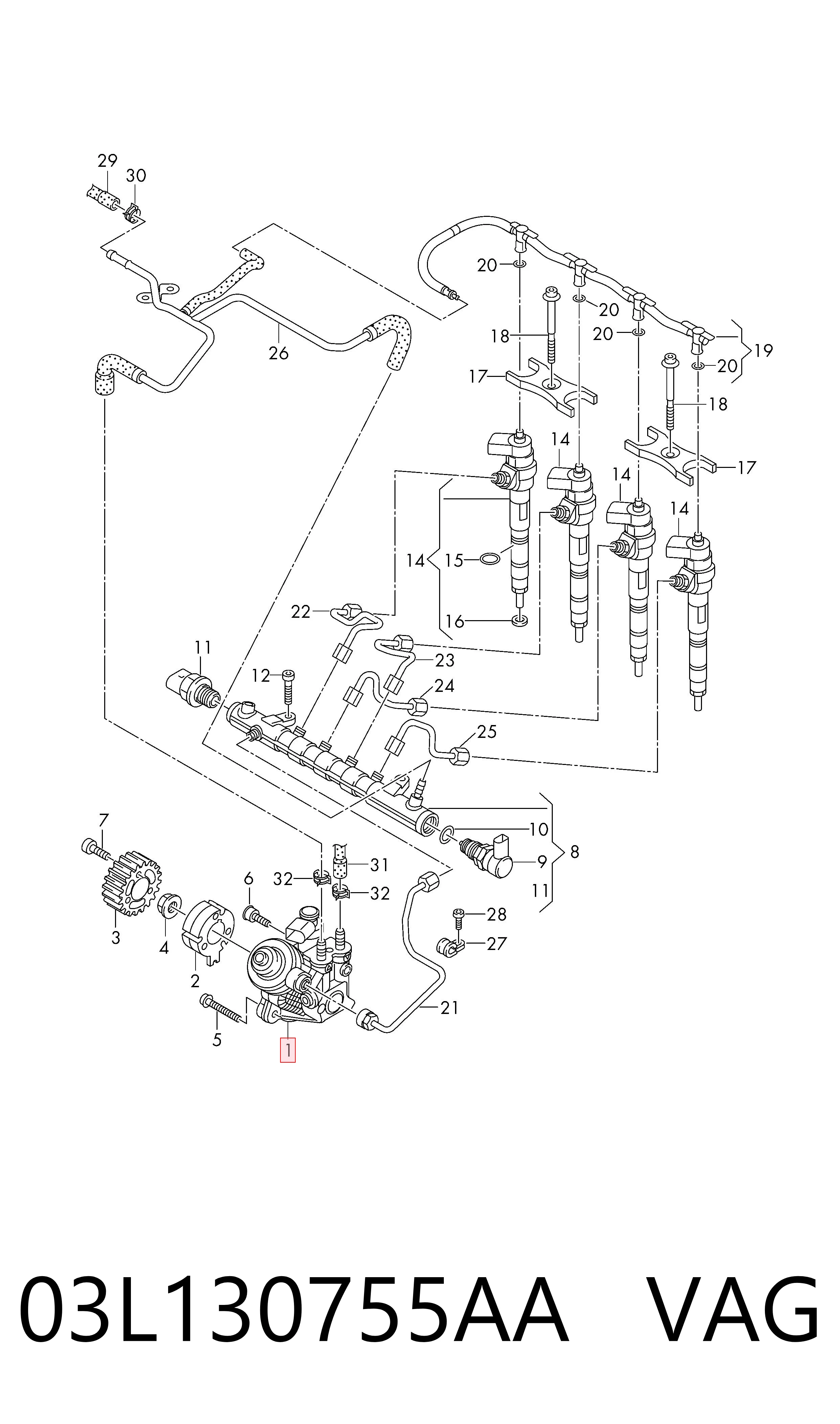 03L130755AA VAG Насос топливный высокого давления (ТНВД)