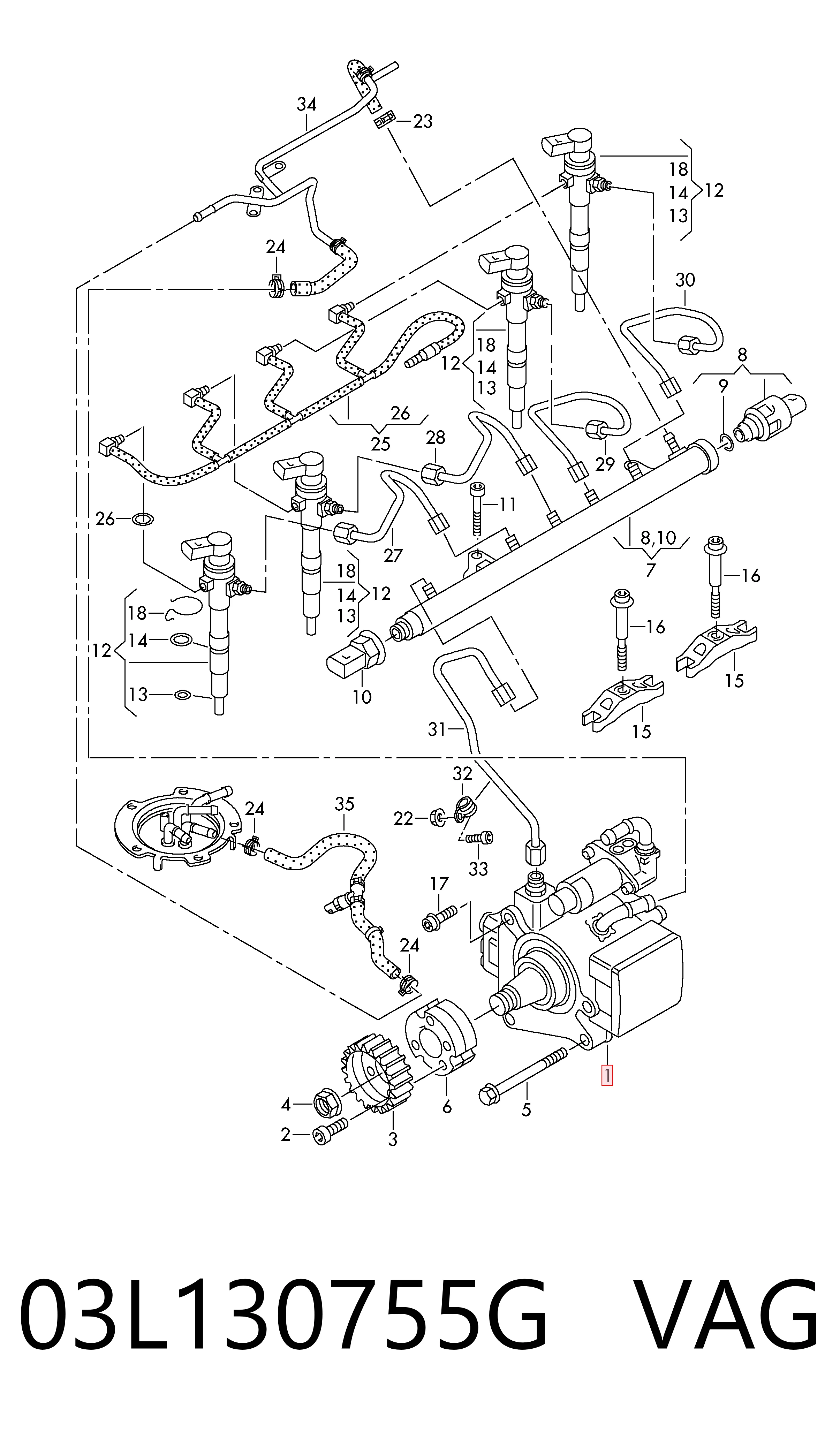 03L130755G VAG Насос топливный высокого давления (ТНВД)