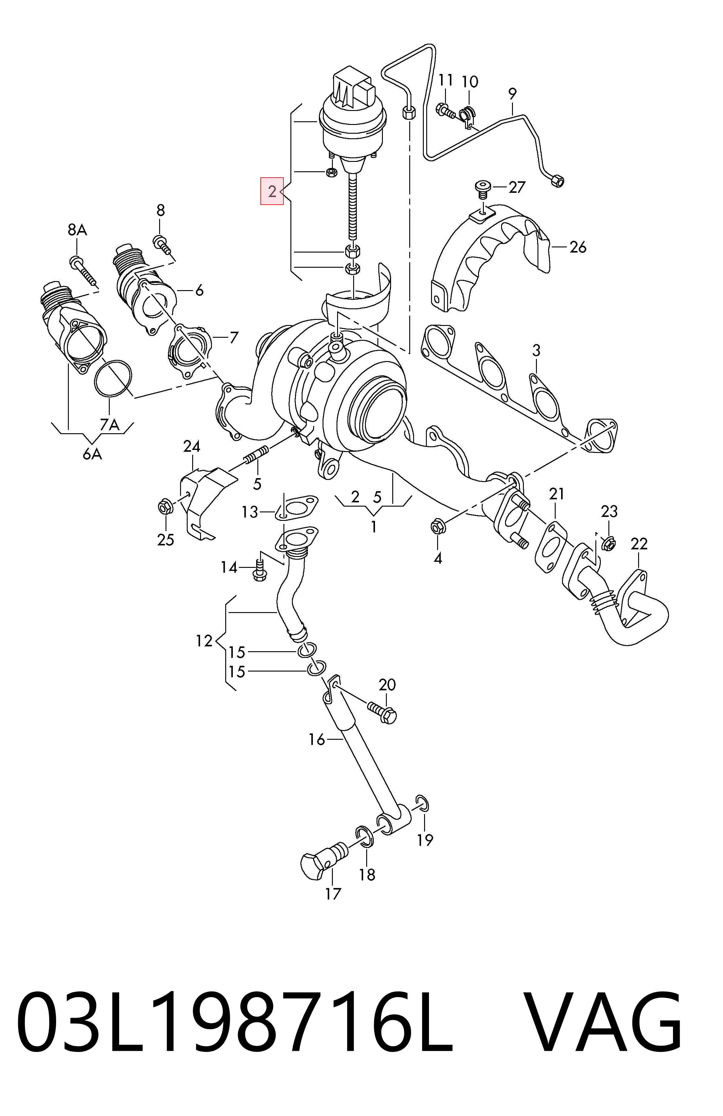 Купить 03L198716L VAG Клапан управления турбиной