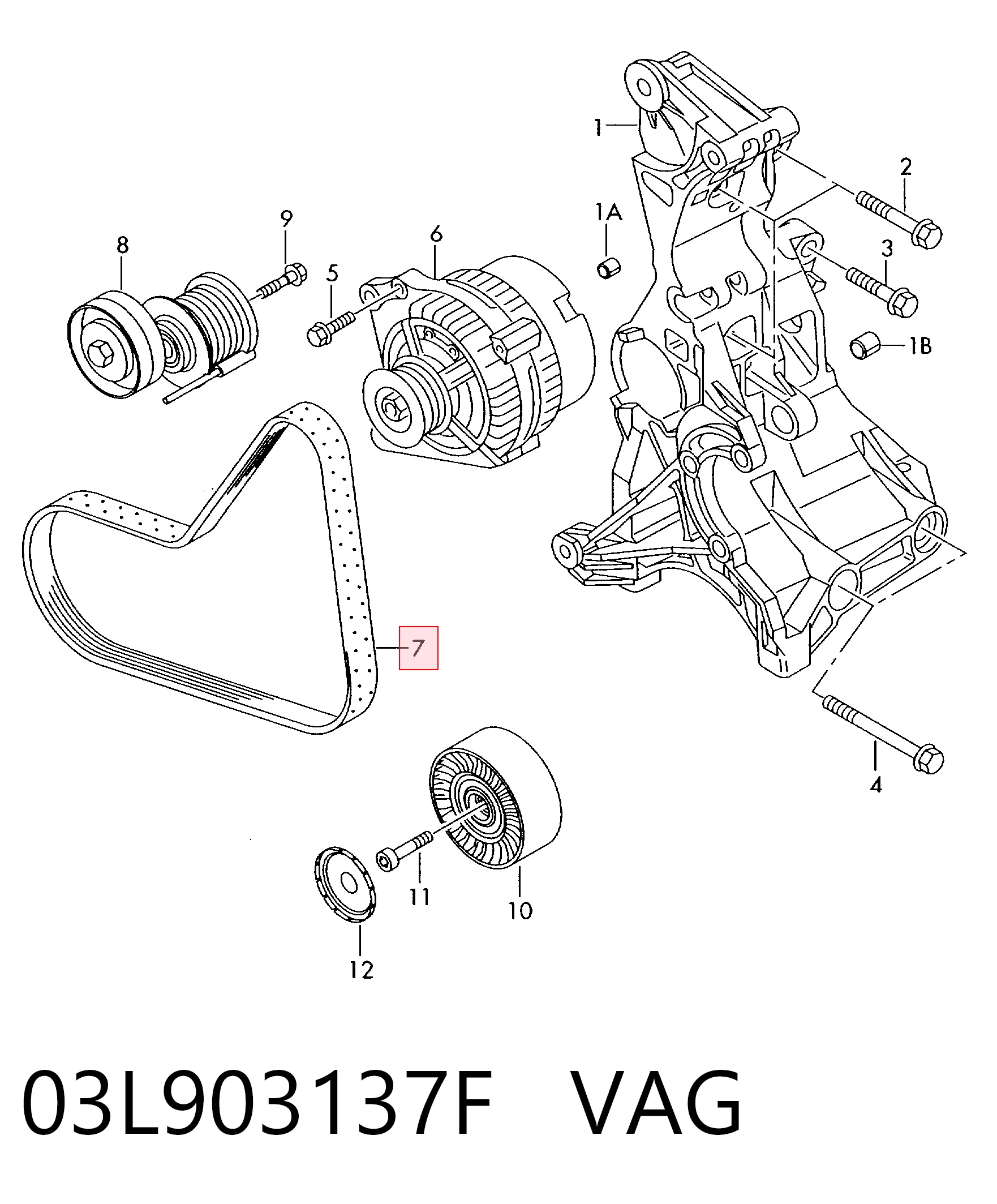 Купить 03L903137F VAG Ремень генератора