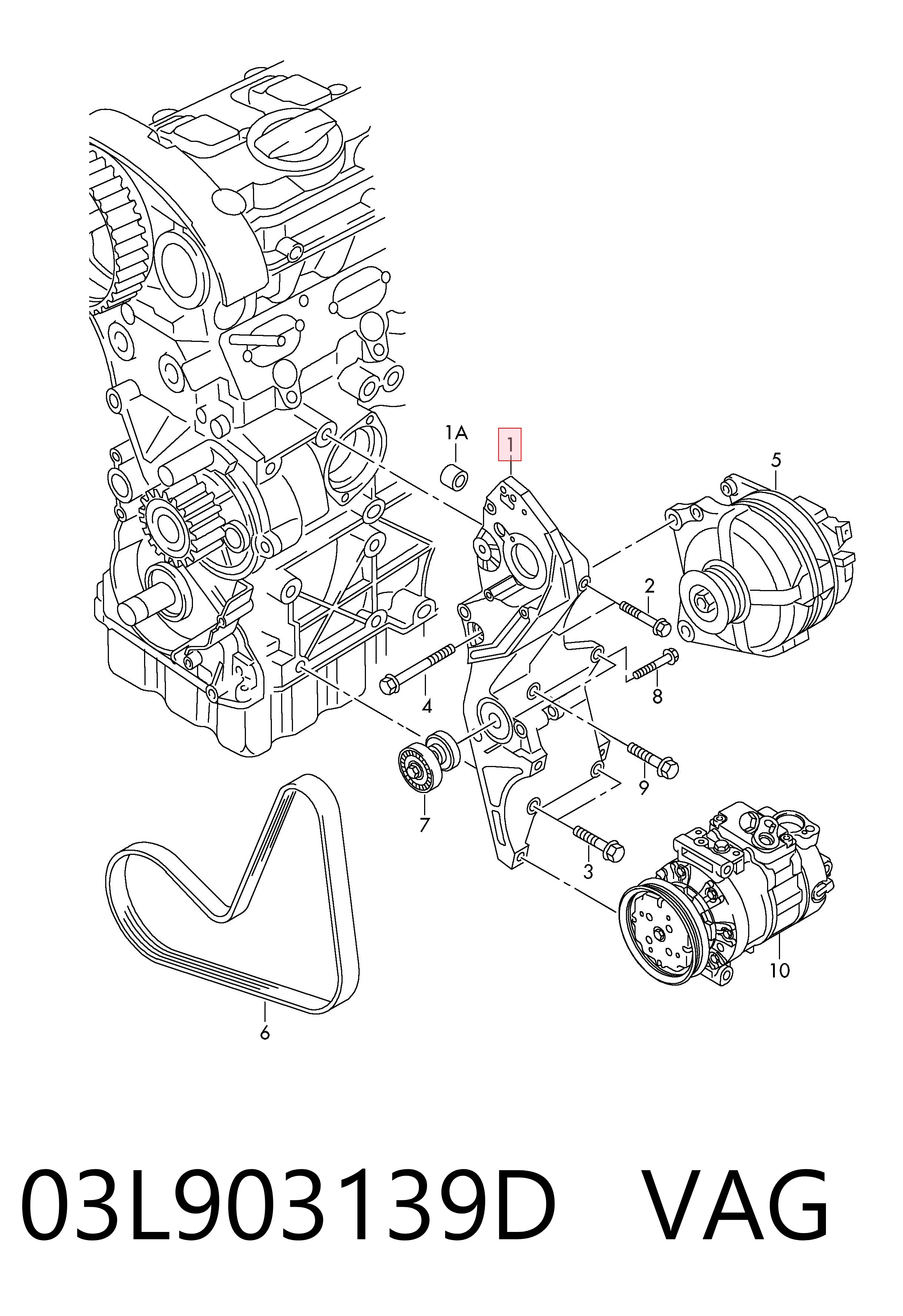 03L903139D VAG Кронштейн крепления генератора