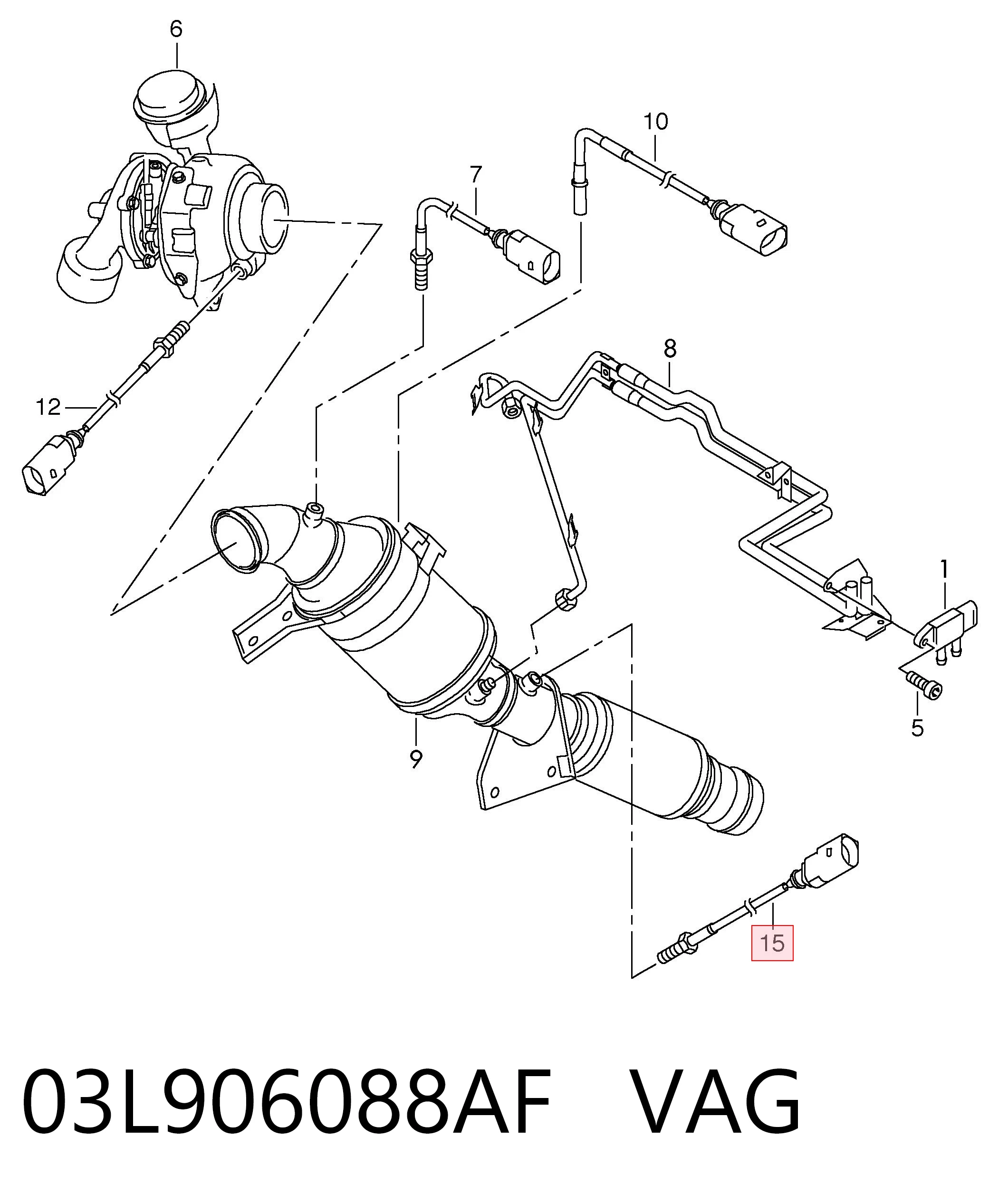 03L906088AF VAG Датчик температуры отработавших газов (ОГ), после сажевого фильтра
