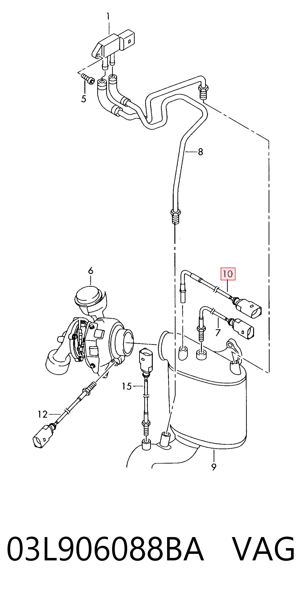 03L906088BA VAG Датчик температуры отработавших газов (ОГ), перед сажевым фильтром