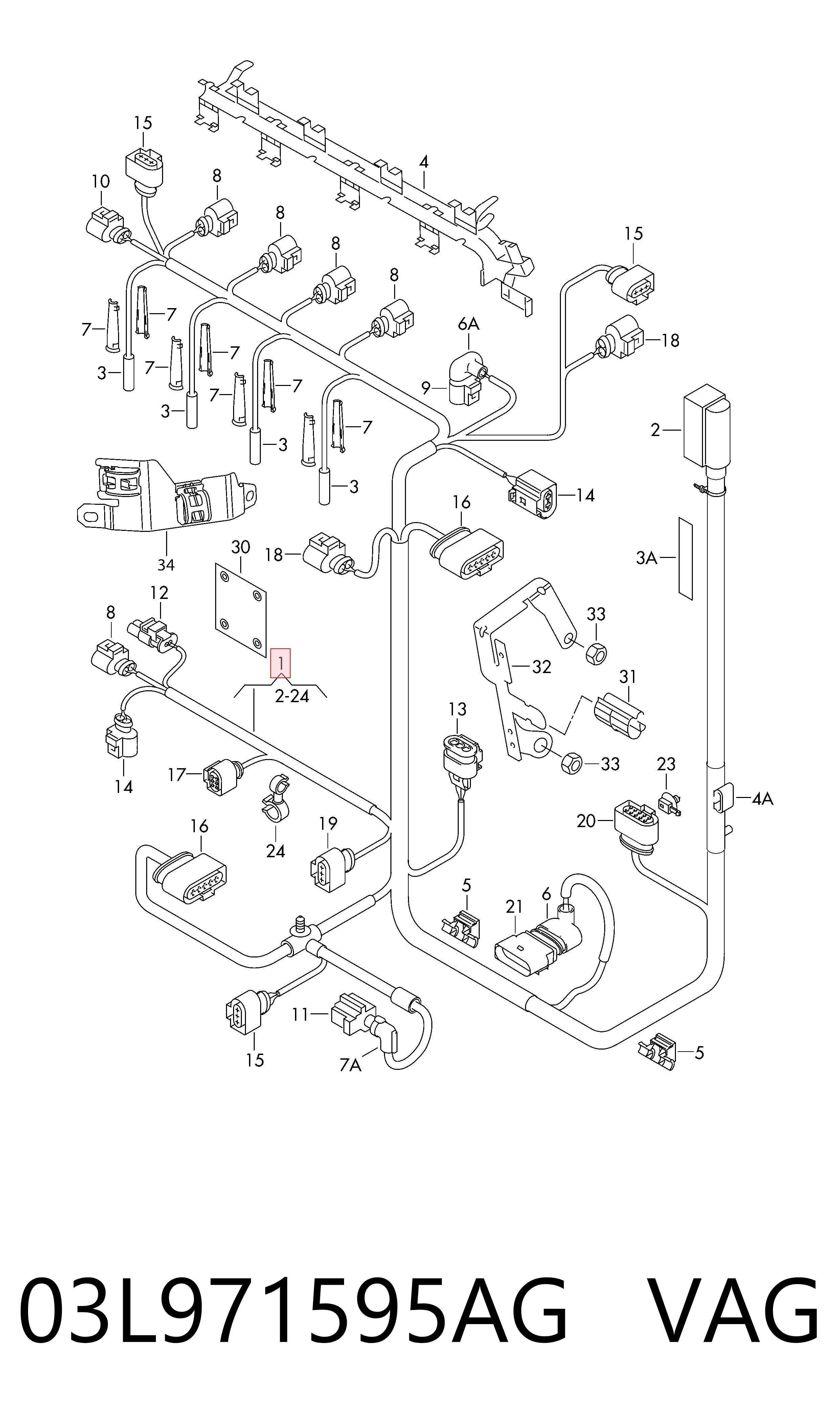 03L971595AG VAG Жгут проводов моторного отсека