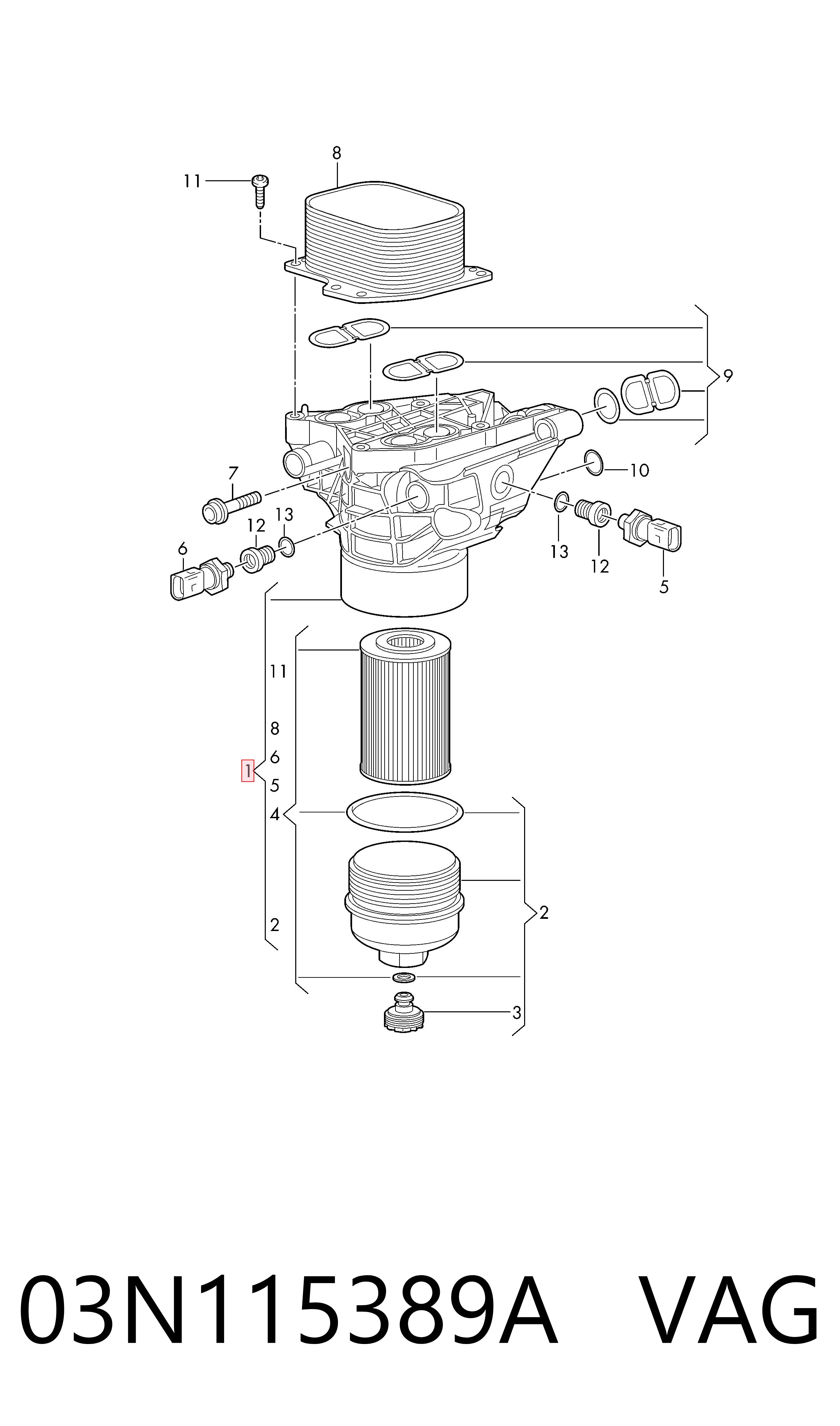 03N115389A VAG Корпус маслофильтра