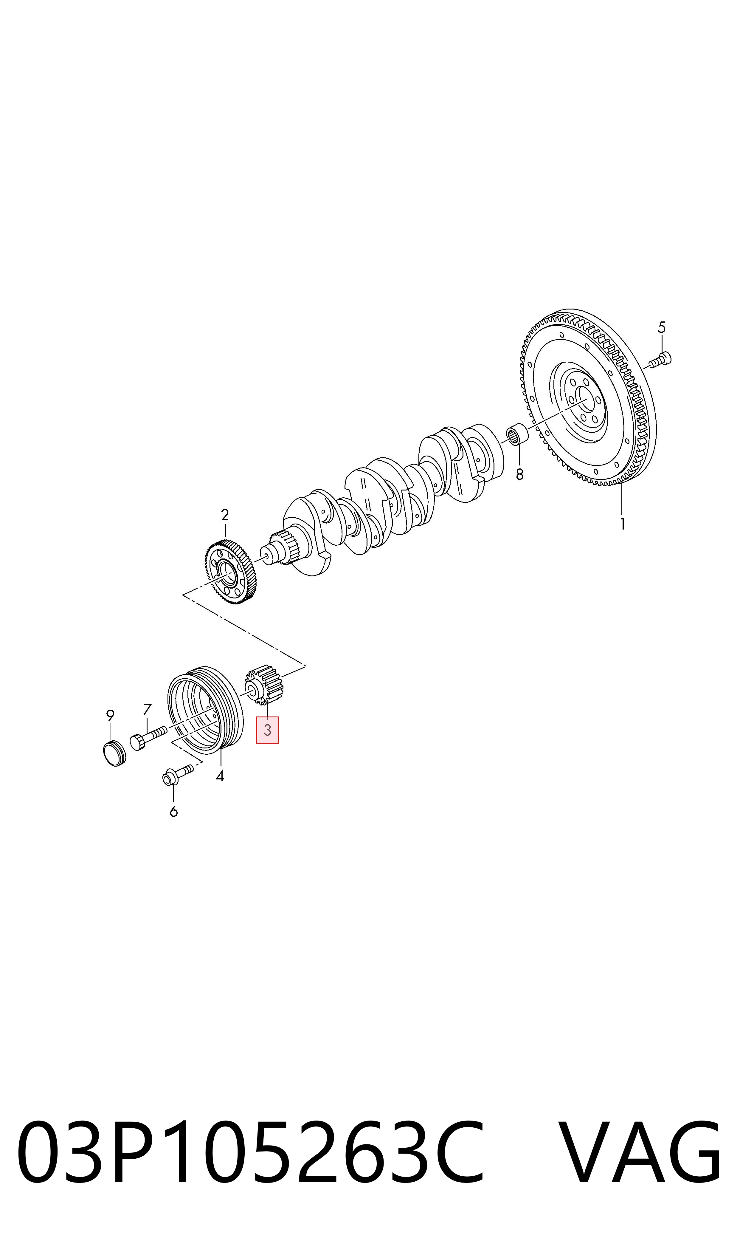 Звездочка привода коленвала 03P105263C VAG