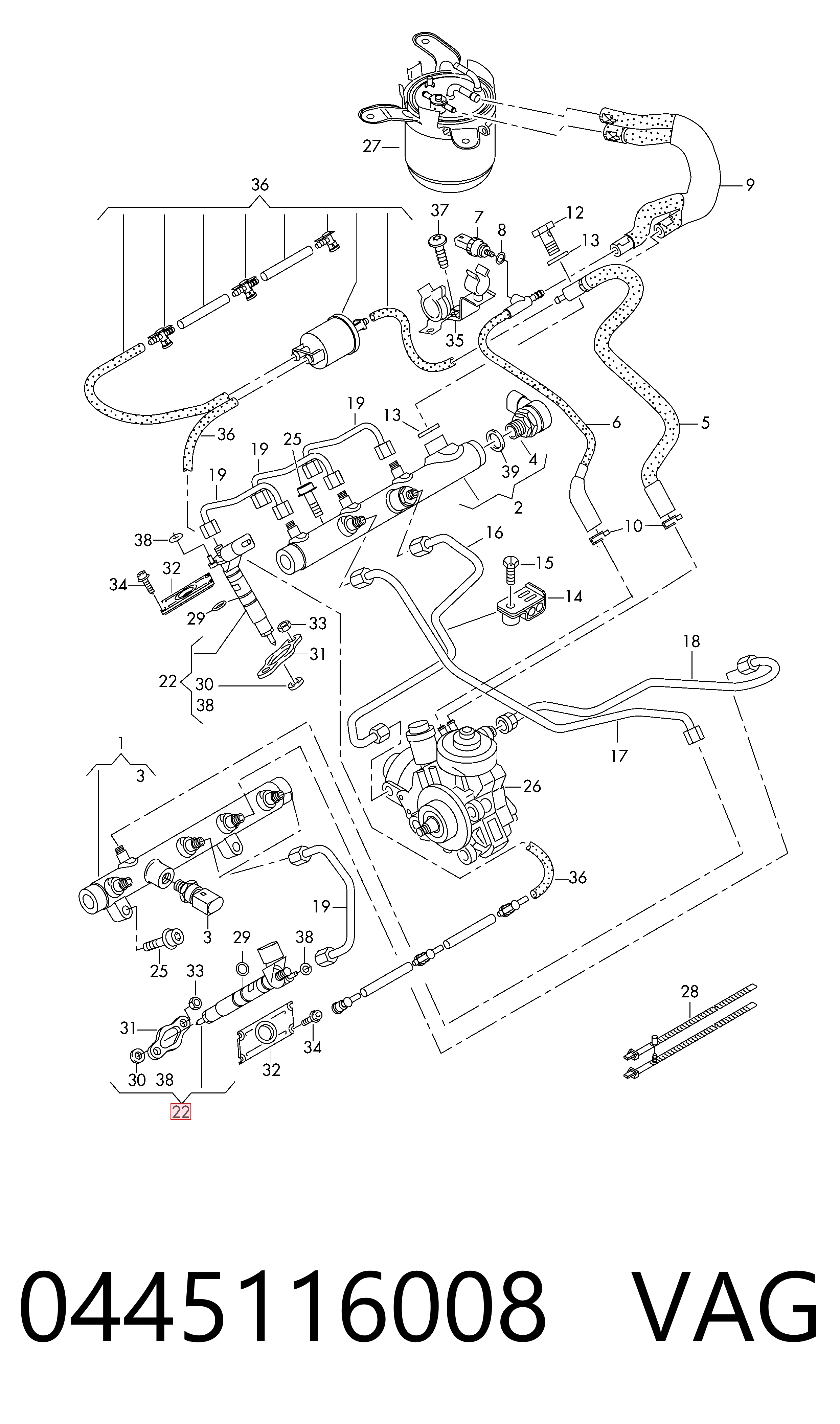 0445116022 Renault (RVI) Топливные форсунки