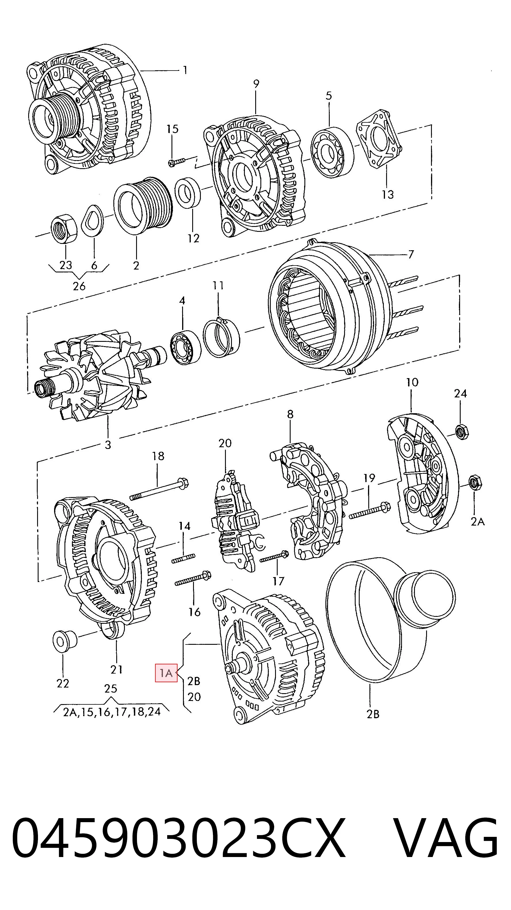 045903023CX VAG Генератор автомобильный