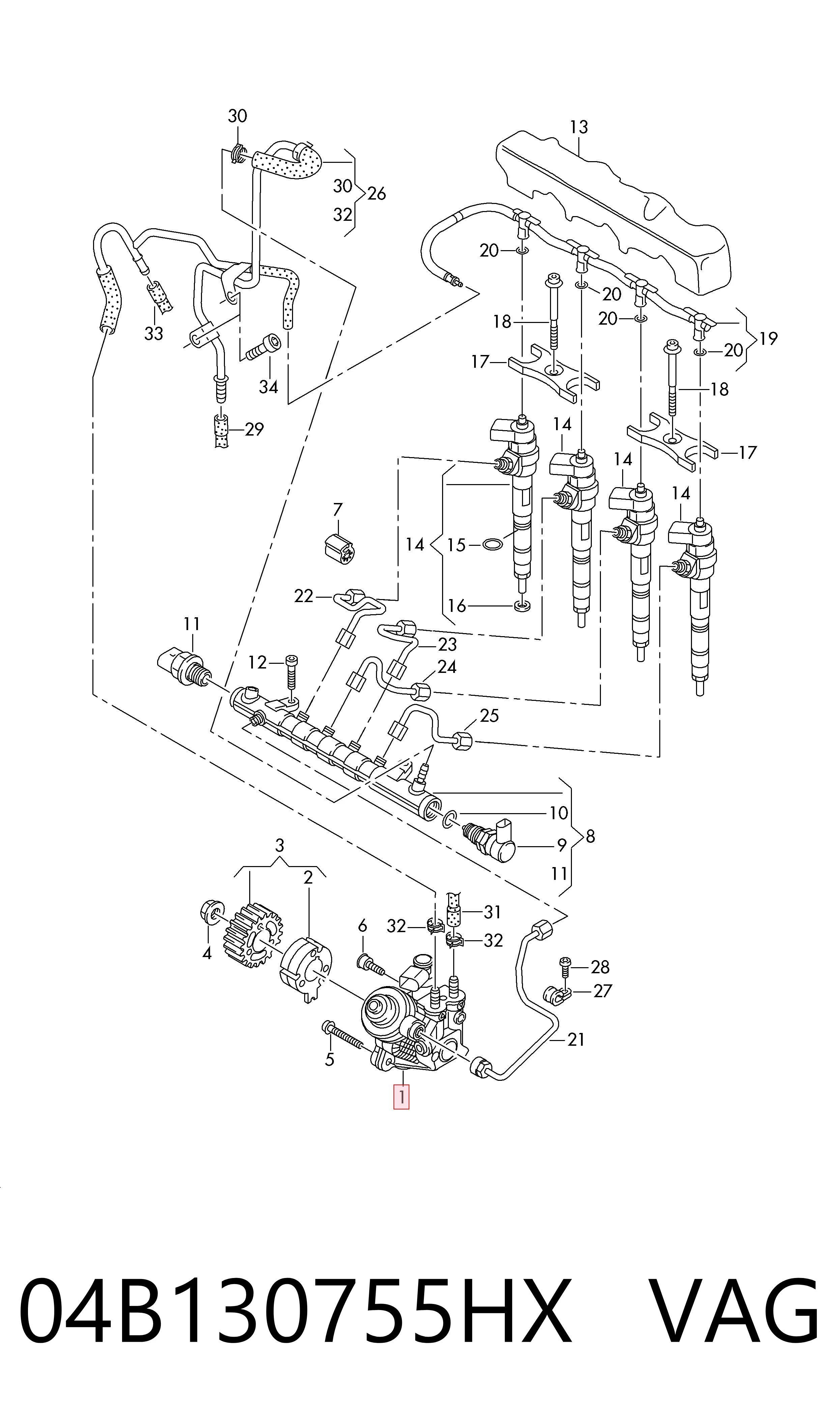 04B130755HX VAG Насос топливный высокого давления (ТНВД)