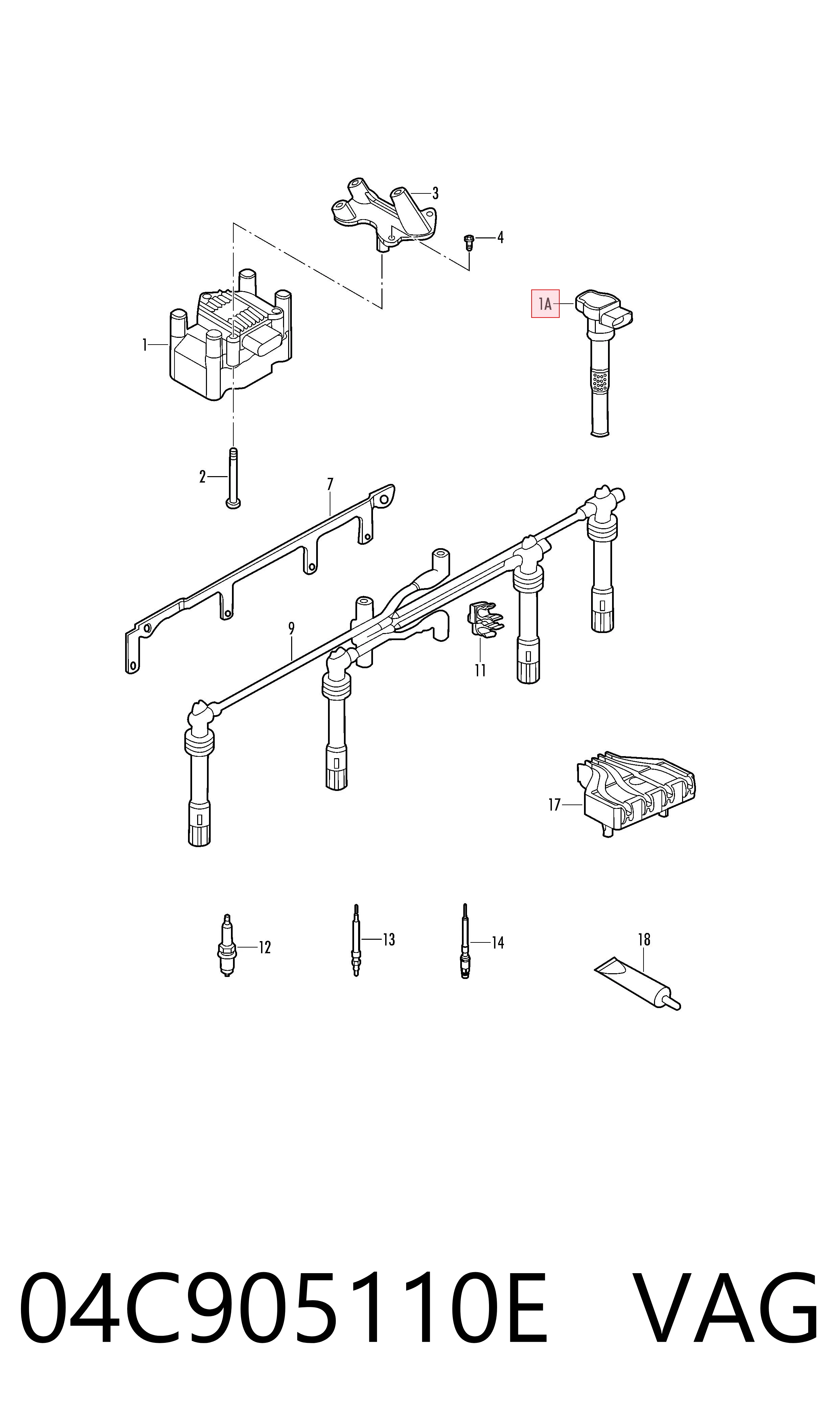04C905110E VAG Катушка зажигания