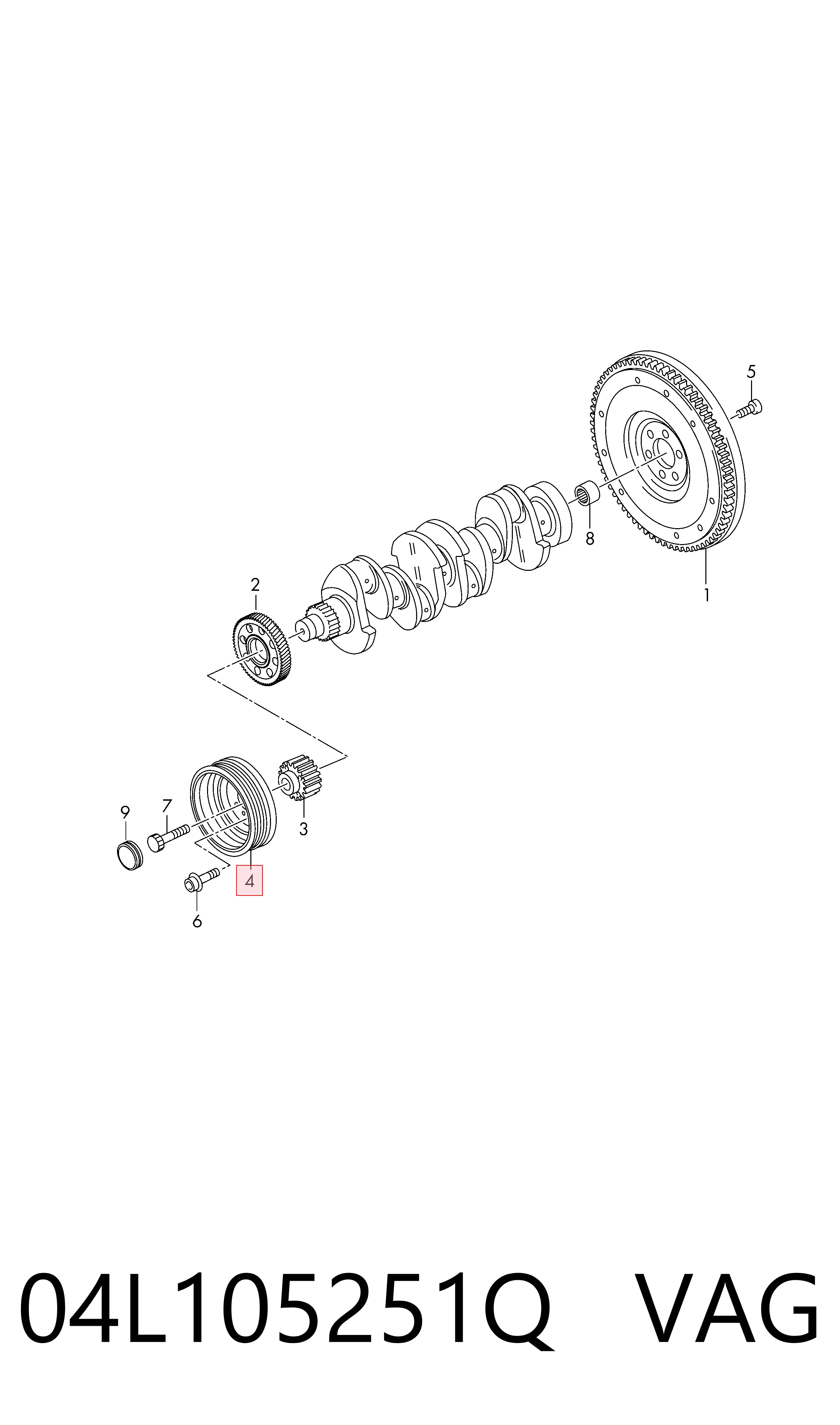 Шкив коленвала (демпфер) VAG 04L105251Q цена, от 504.45 USD