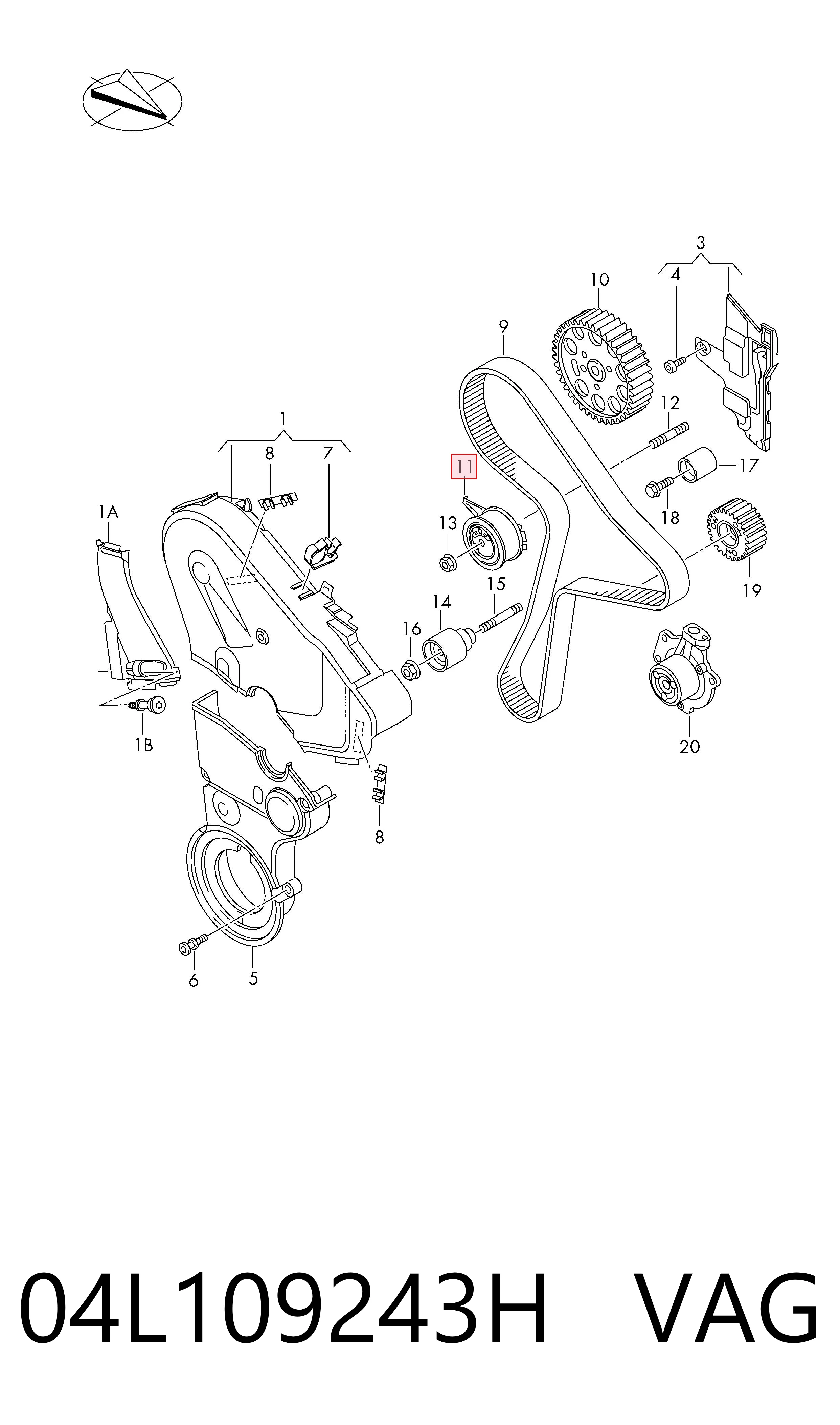 Натяжной ролик ремня ГРМ VAG 04L109243H цена, от 81.19 USD