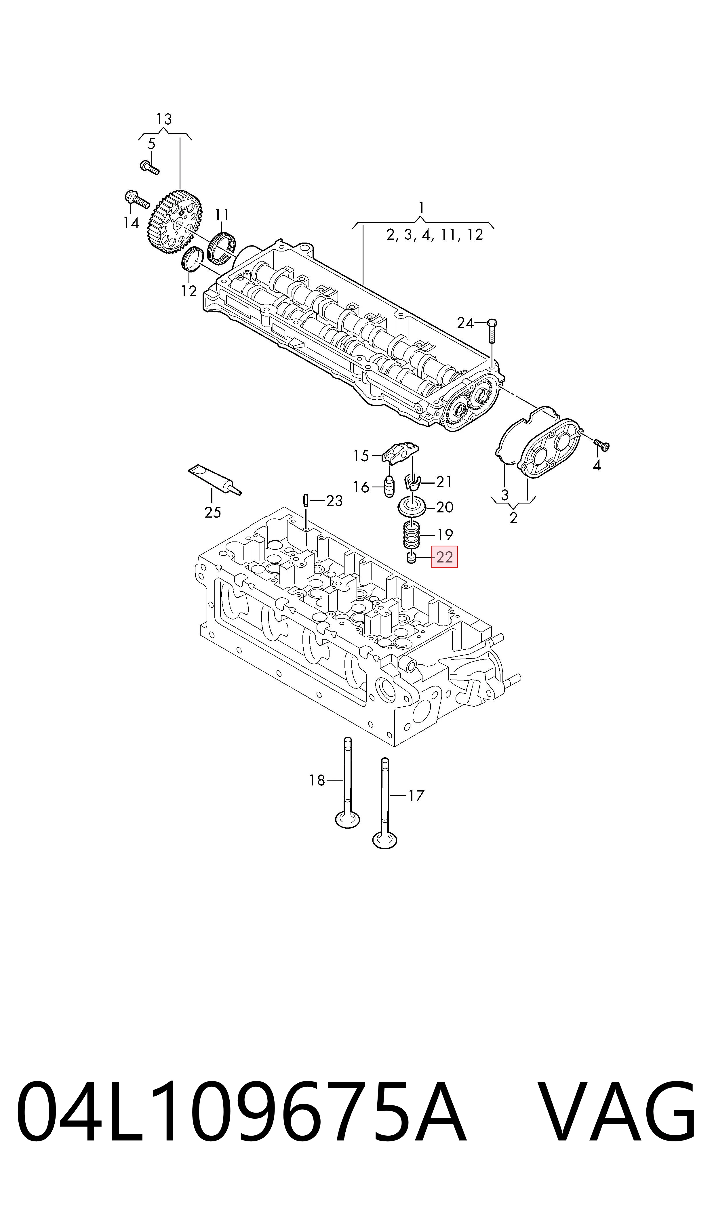 Сальник клапана маслосъемный впуск/выпуск на Audi A4 B9 8W2, 8WC