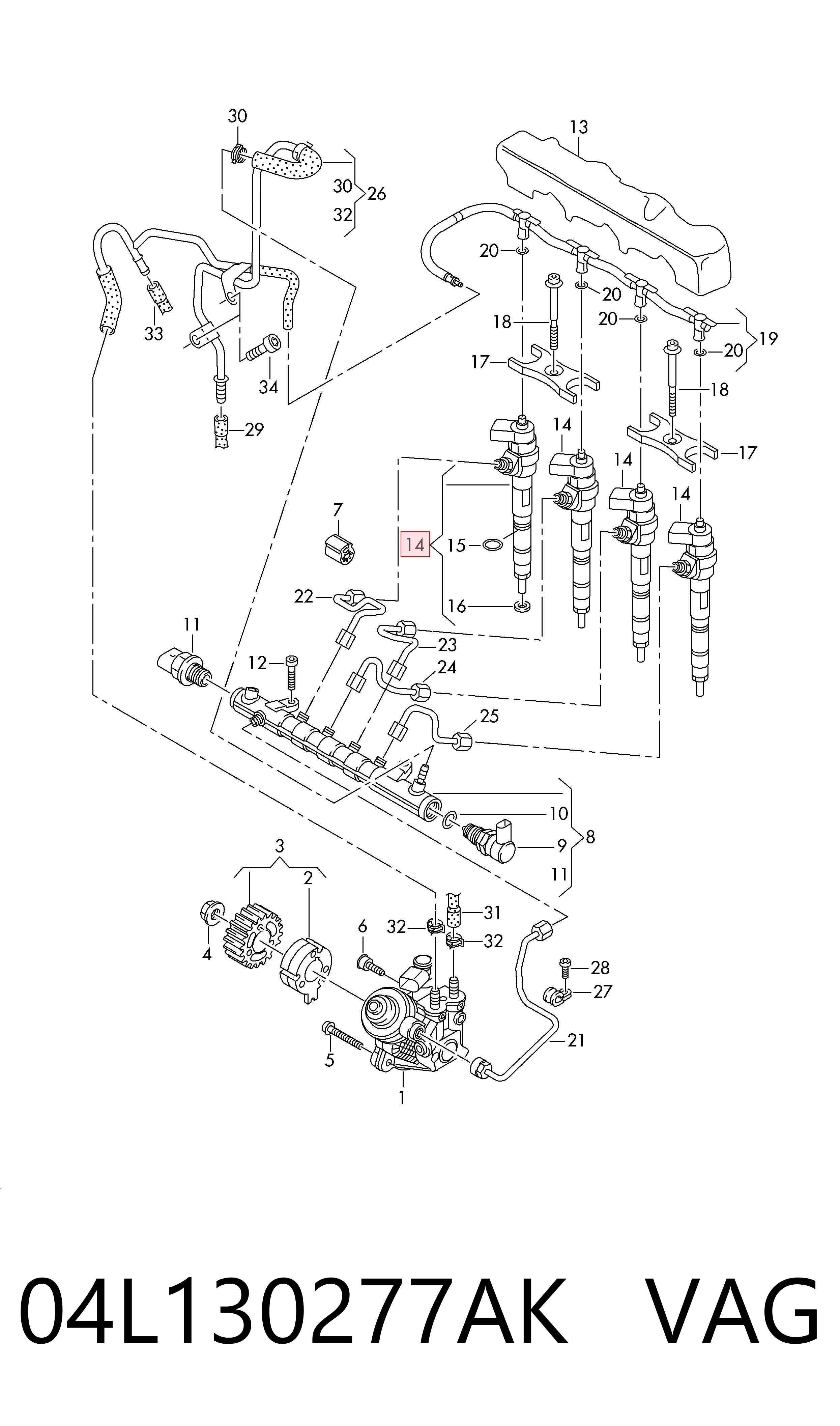 Топливные форсунки на Skoda Octavia III A7 5E3, NL3, NR3
