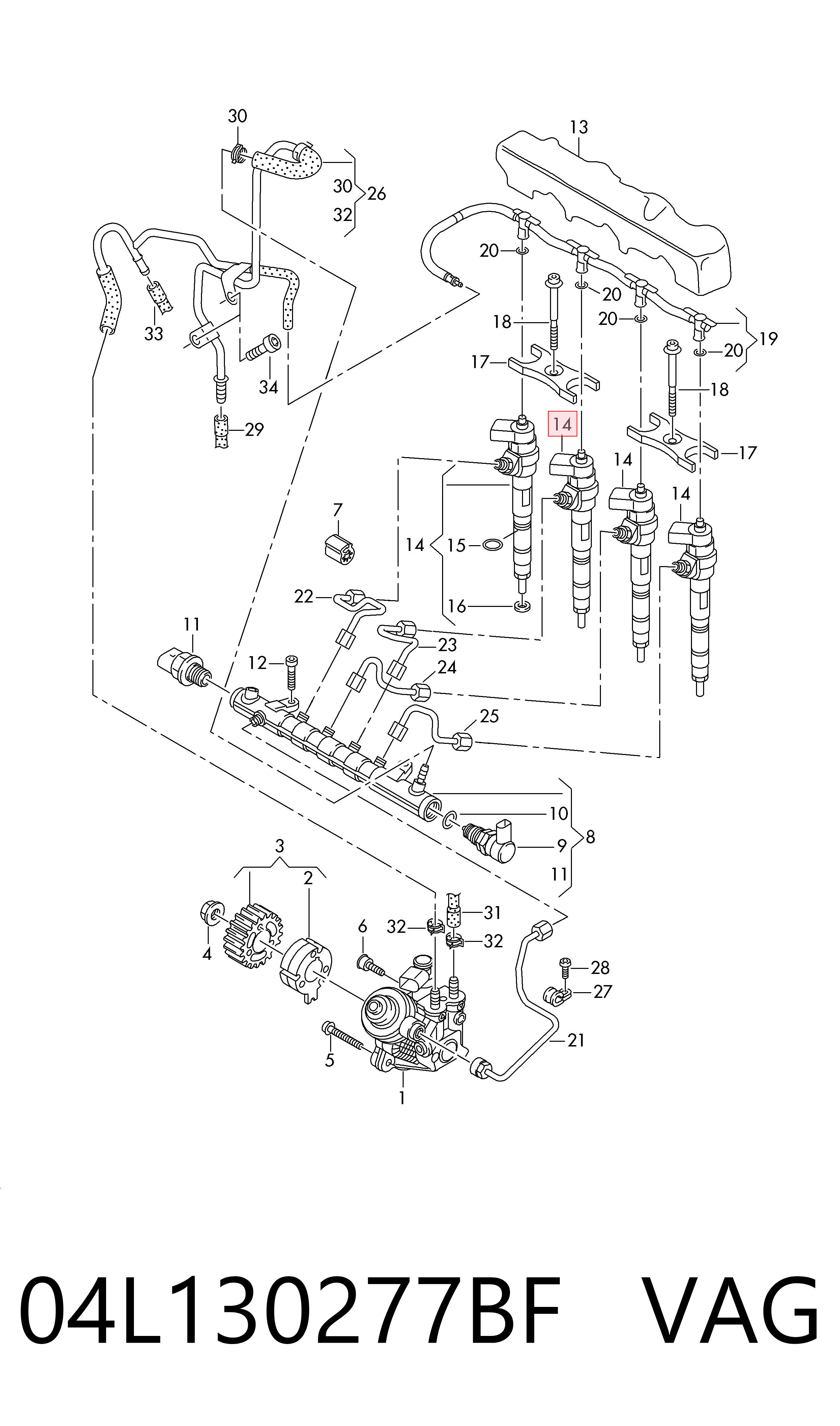 Форсунка инжектора VAG 04L130277BF цена, от 376.44 USD