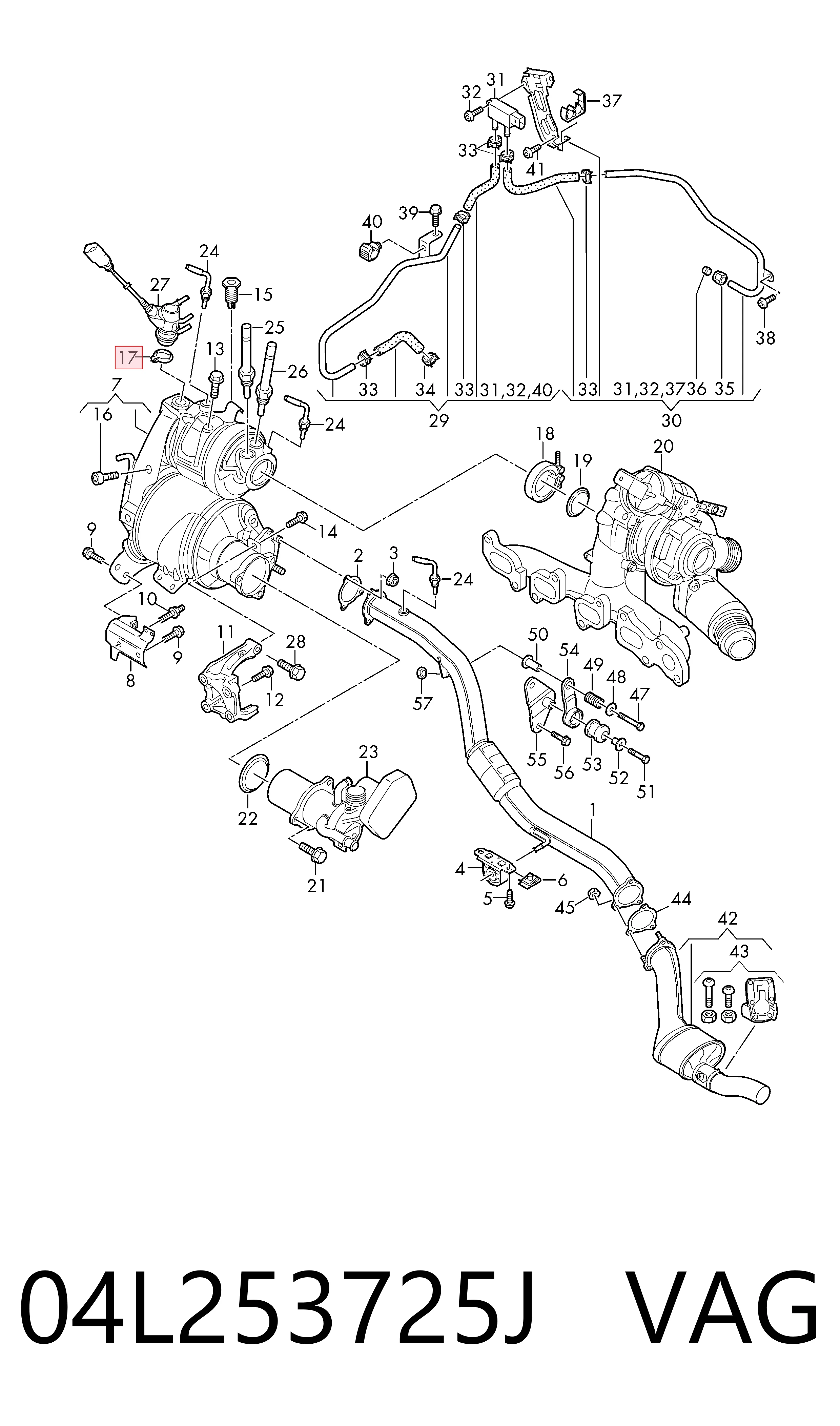04L253725J VAG Соединитель выхлопной передний