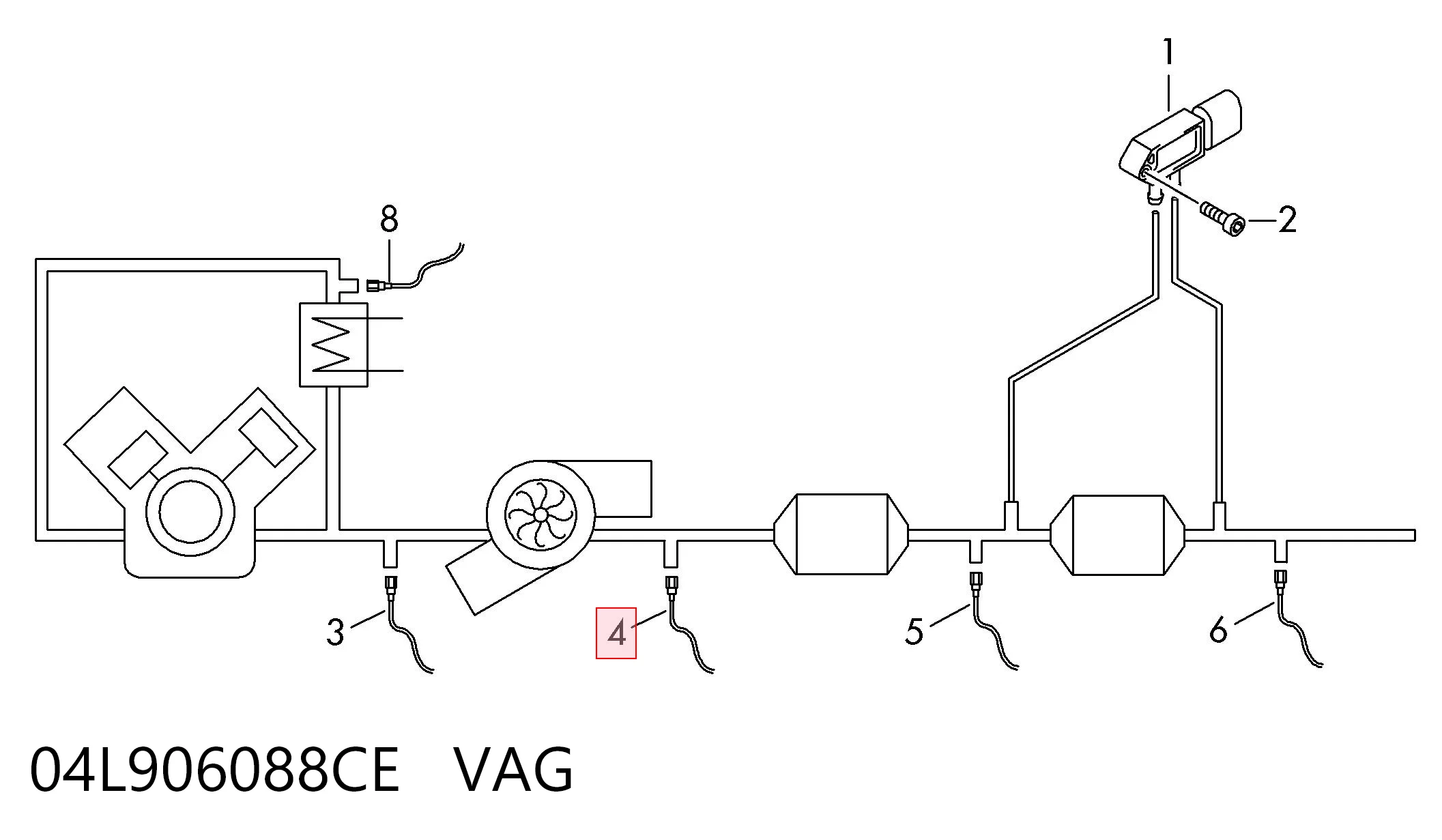 Датчик температуры выхлопных газов  до катализатора VAG 04L906088CE цена, от 49.44 USD