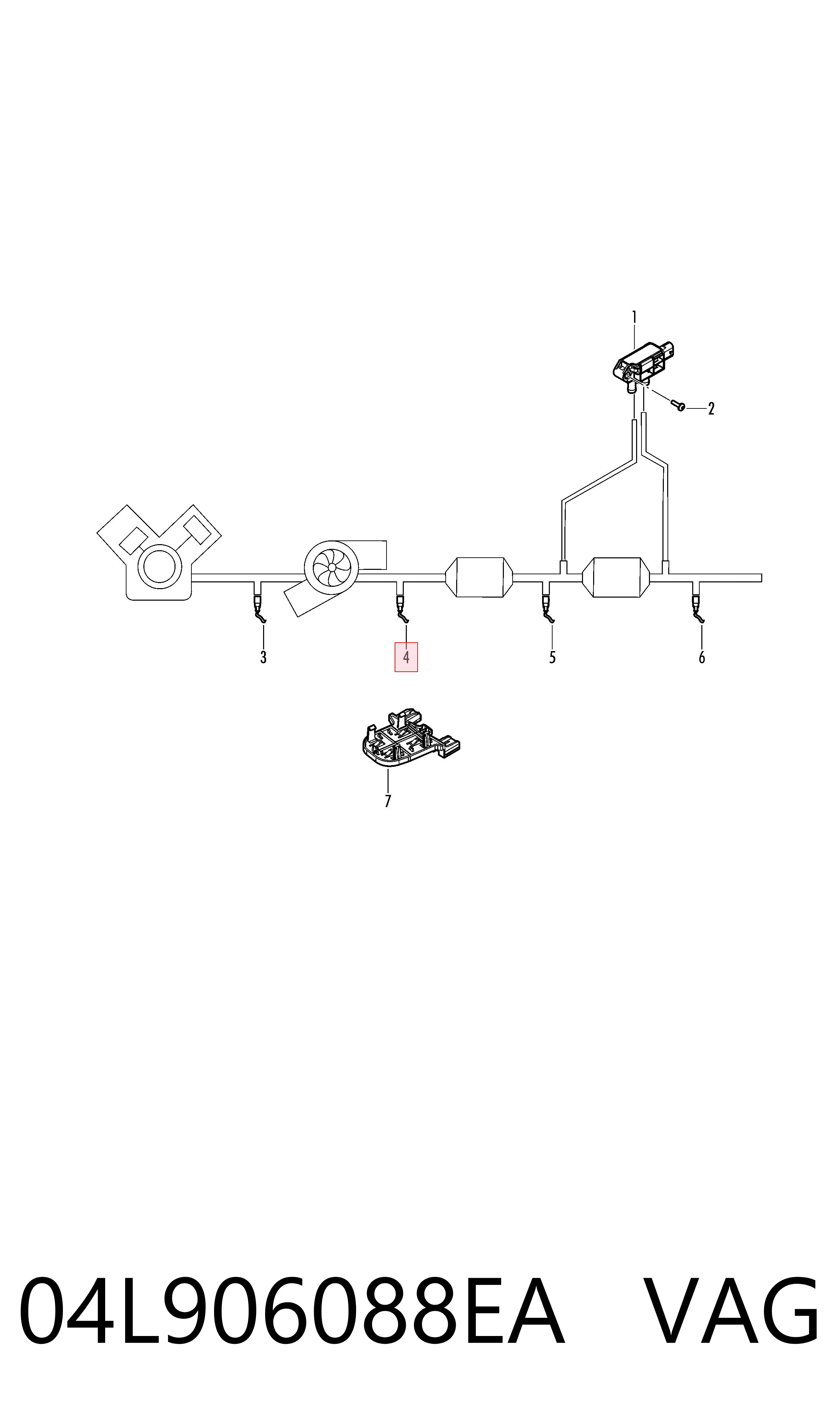 04L906088EA VAG Датчик температуры отработавших газов (ОГ), до катализатора