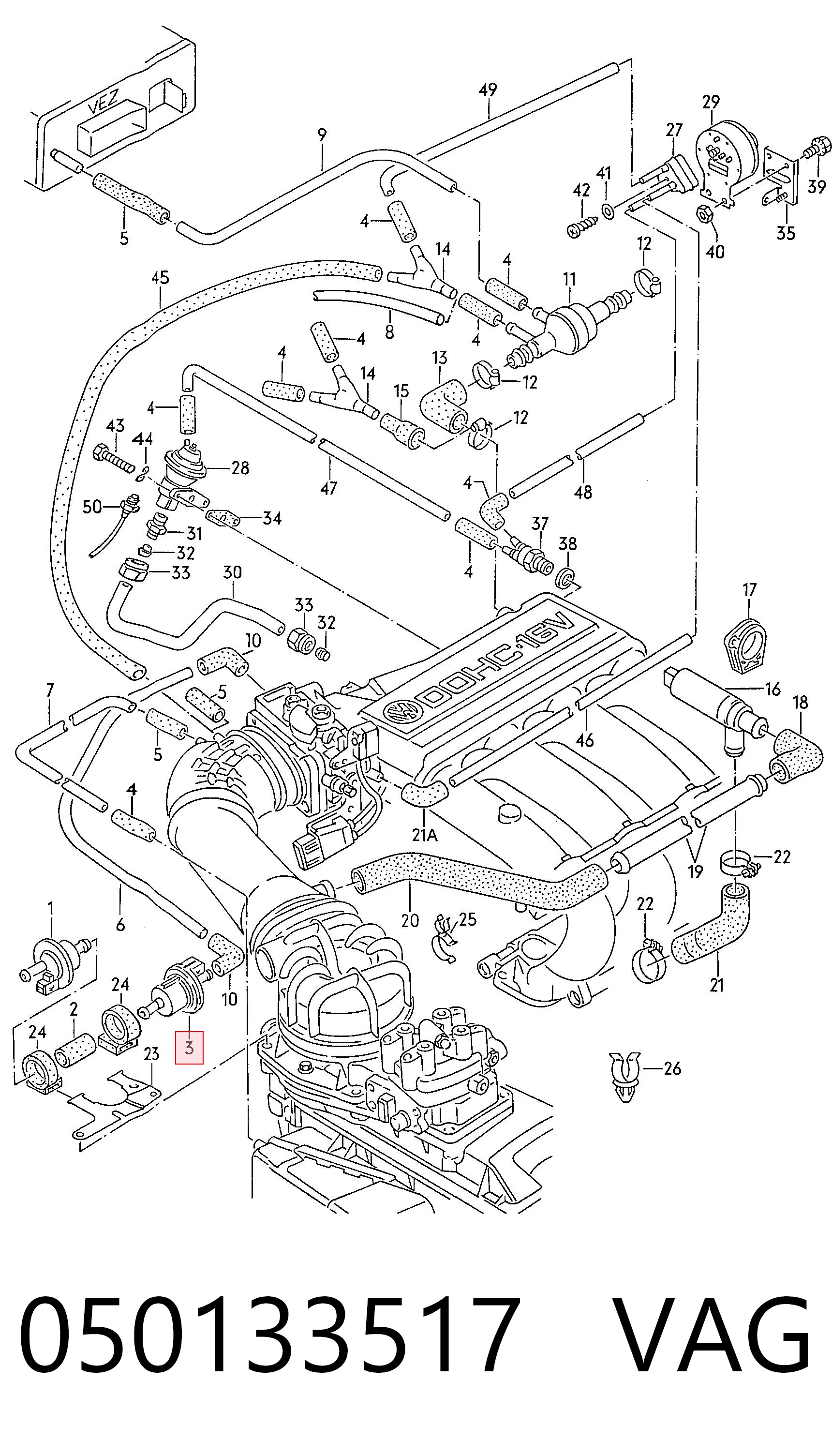 Клапан вентиляции газов топливного бака на Audi 80 B4 8C2