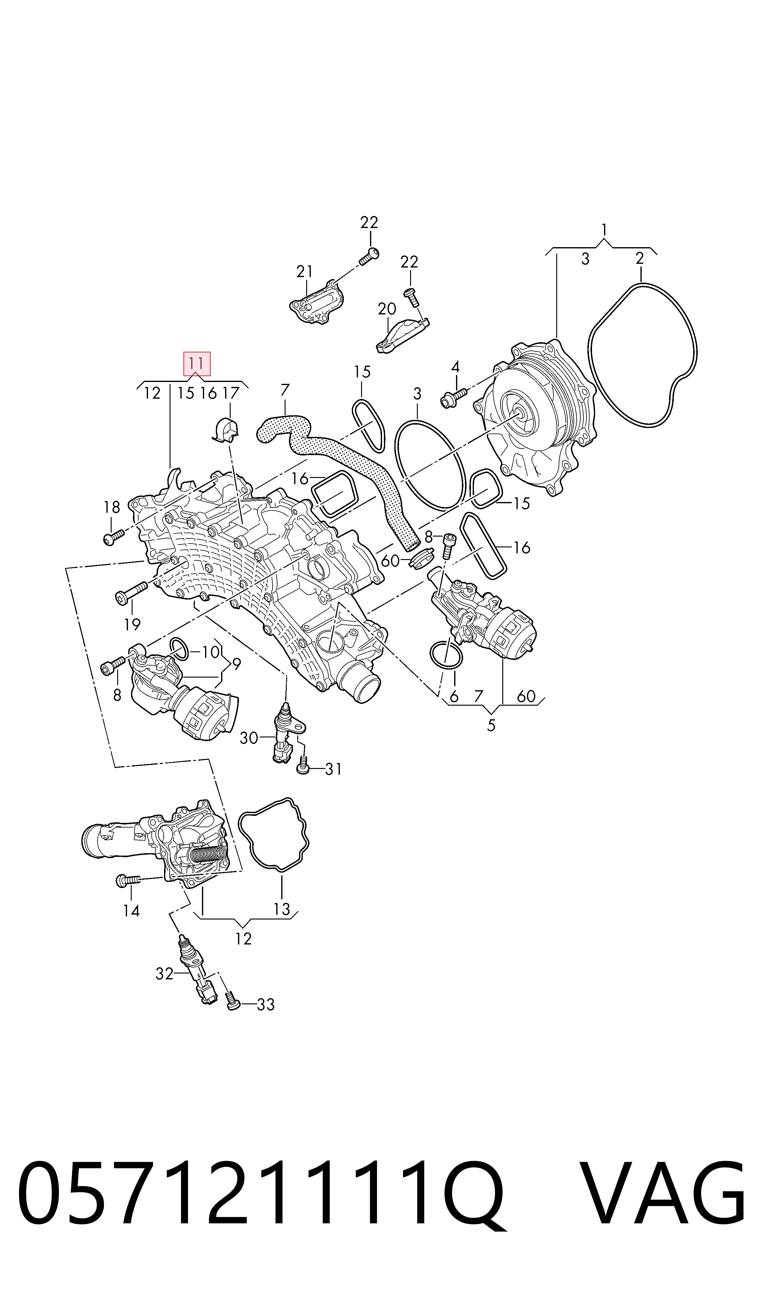 Купить 057121111P Bentley Корпус термостата